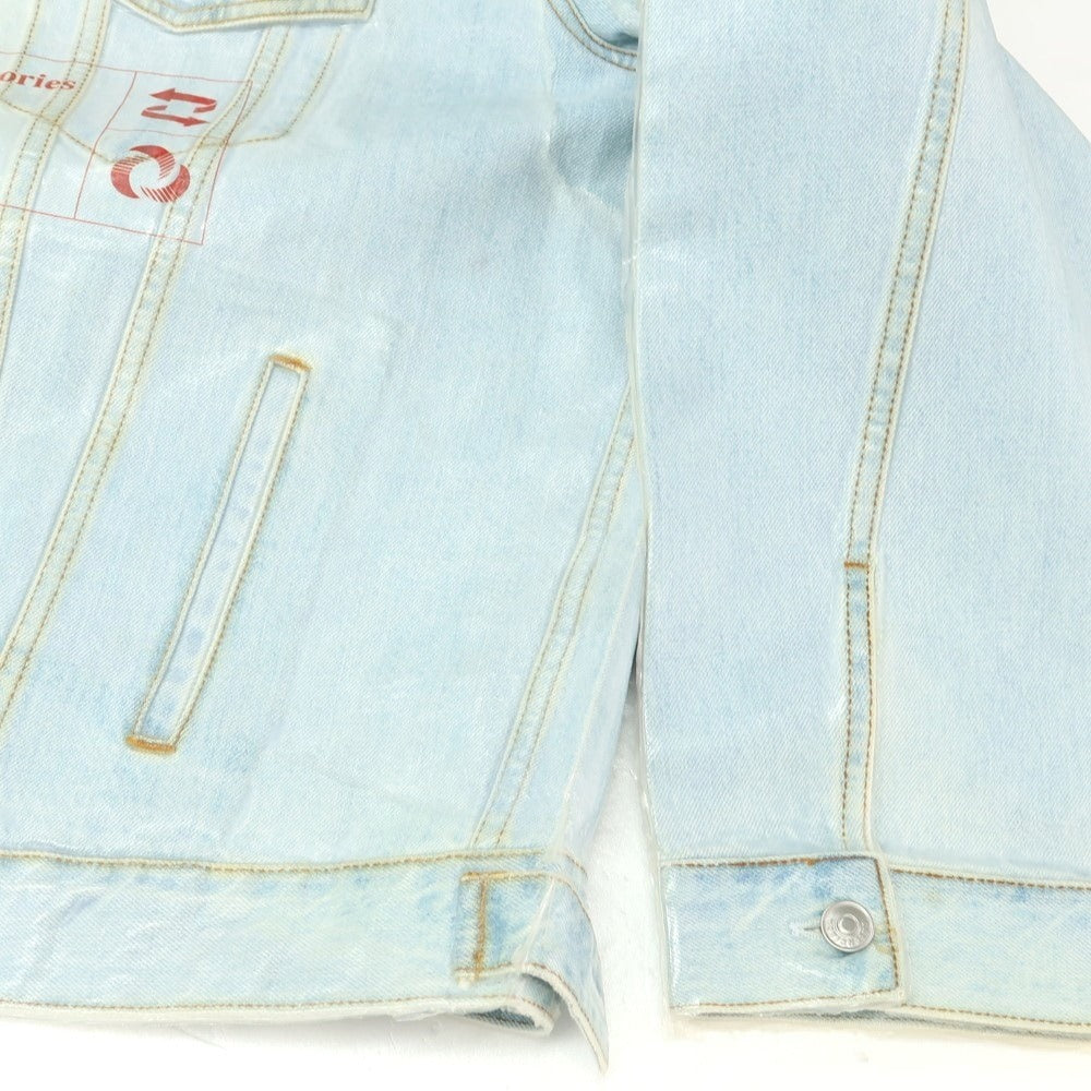 【中古】バレンシアガ BALENCIAGA ビッグシルエット コーティング デニムジャケット ウォッシュブルー【 48 】【 状態ランクC 】【 メンズ 】