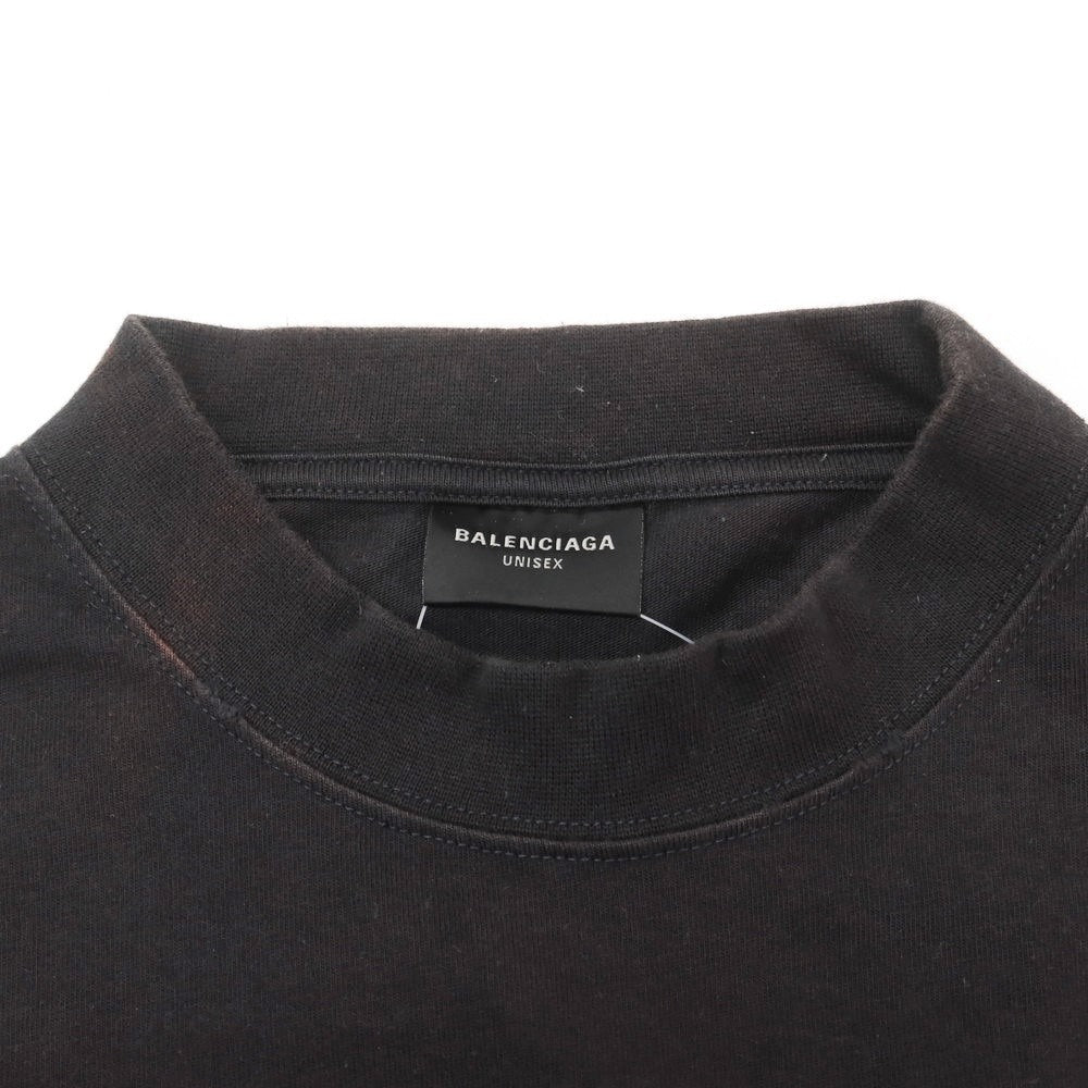 【中古】バレンシアガ BALENCIAGA 銀座店オープン記念 コットン クルーネック 半袖Tシャツ ブラック【 4 】【 状態ランクC 】【 メンズ 】