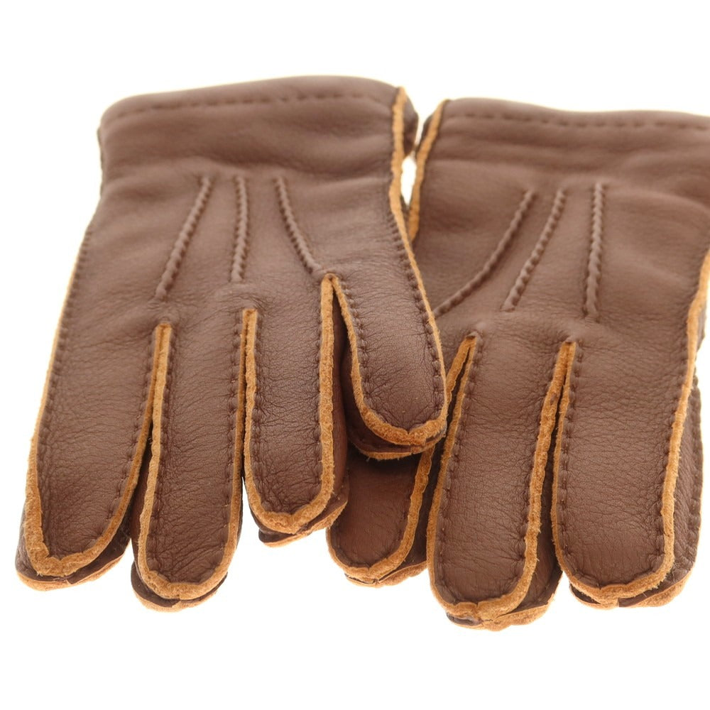 【新品】ラ テッラ LA TERRA レザー カシミヤライニング 手袋 グローブ ブラウン【 7 】【 状態ランクN 】【 メンズ 】