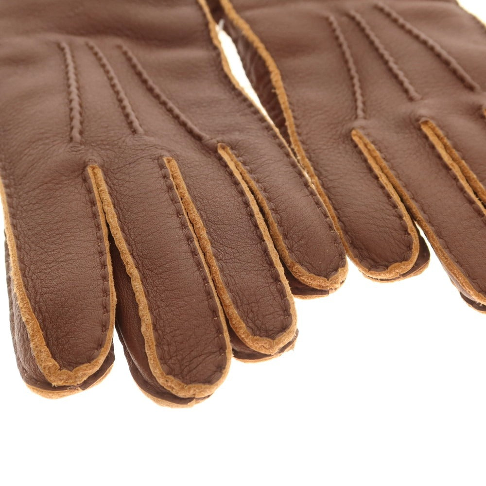 【新品】ラ テッラ LA TERRA レザー カシミヤライニング 手袋 グローブ ブラウン【 7 1/2 】【 状態ランクN 】【 メンズ 】