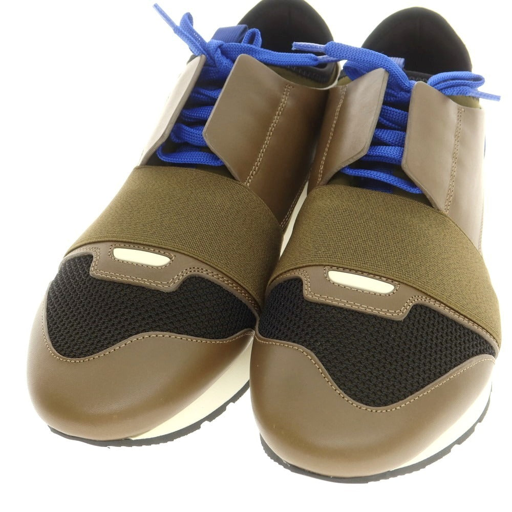 【中古】【未使用】バレンシアガ BALENCIAGA RACE RUNNER スニーカー カーキxブルー×ブラック【 41 】【 状態ランクS 】【 メンズ 】