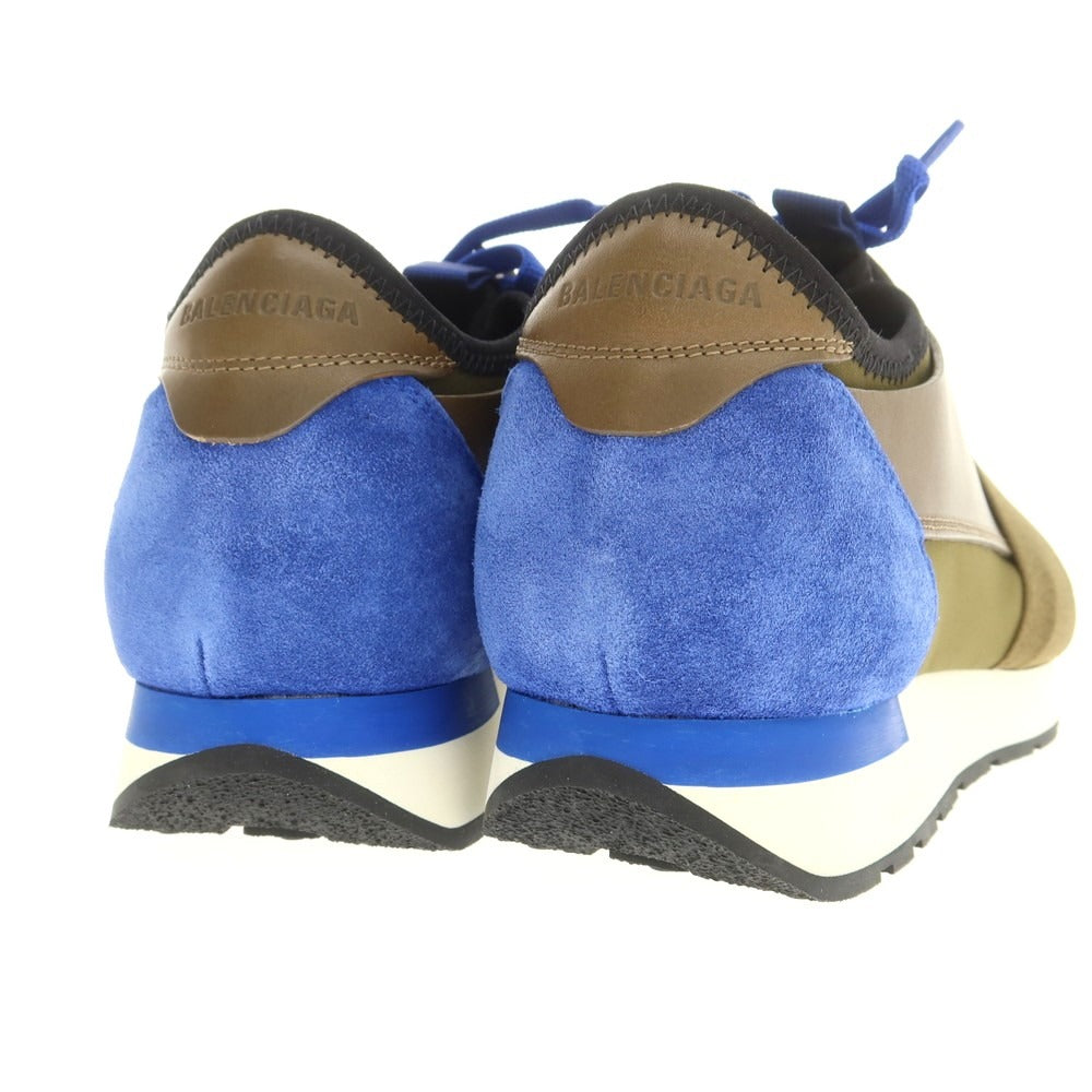 【中古】【未使用】バレンシアガ BALENCIAGA RACE RUNNER スニーカー カーキxブルー×ブラック【 41 】【 状態ランクS 】【 メンズ 】