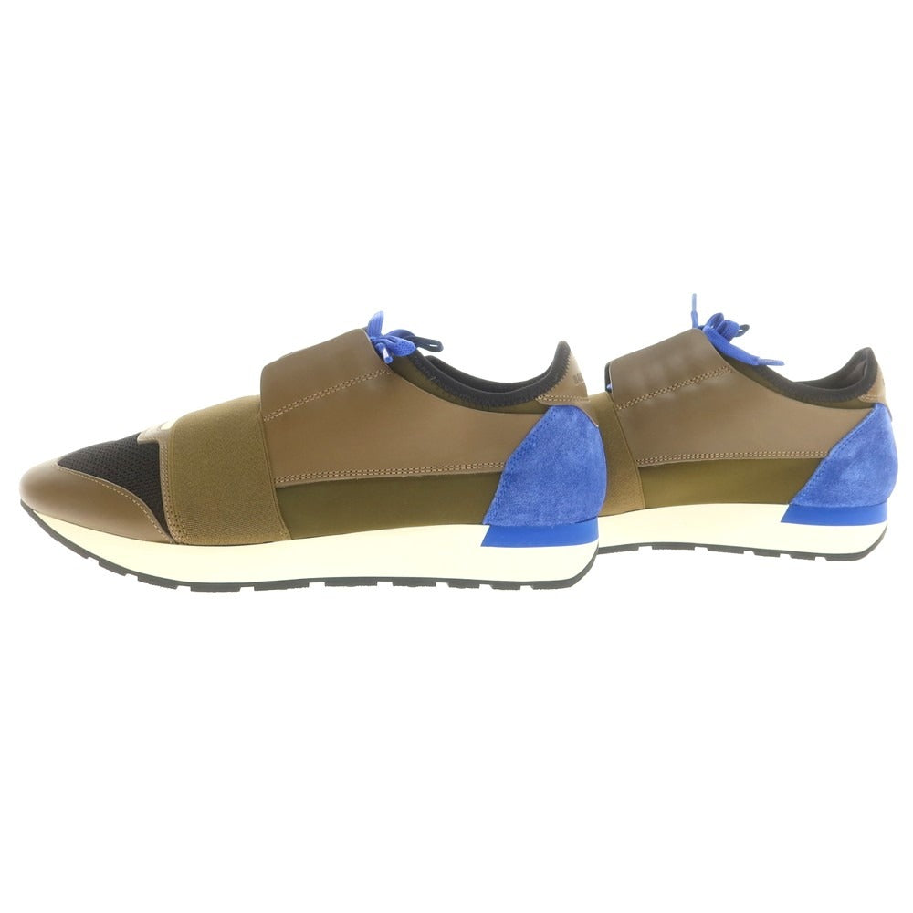 【中古】【未使用】バレンシアガ BALENCIAGA RACE RUNNER スニーカー カーキxブルー×ブラック【 41 】【 状態ランクS 】【 メンズ 】