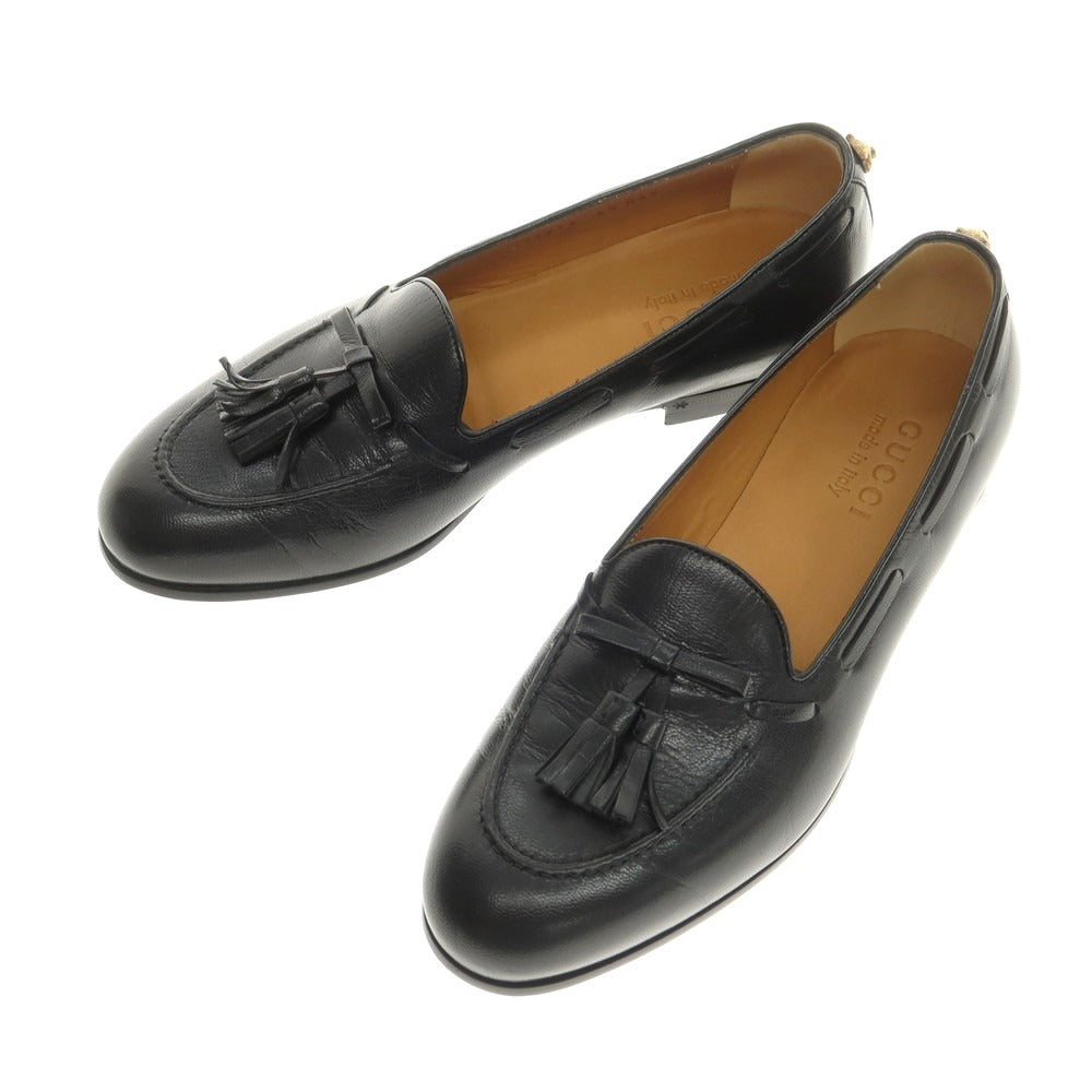 【中古】【未使用】グッチ GUCCI パンサー タッセル ローファー ブラック【 6 1/2 】【 状態ランクS 】【 メンズ 】