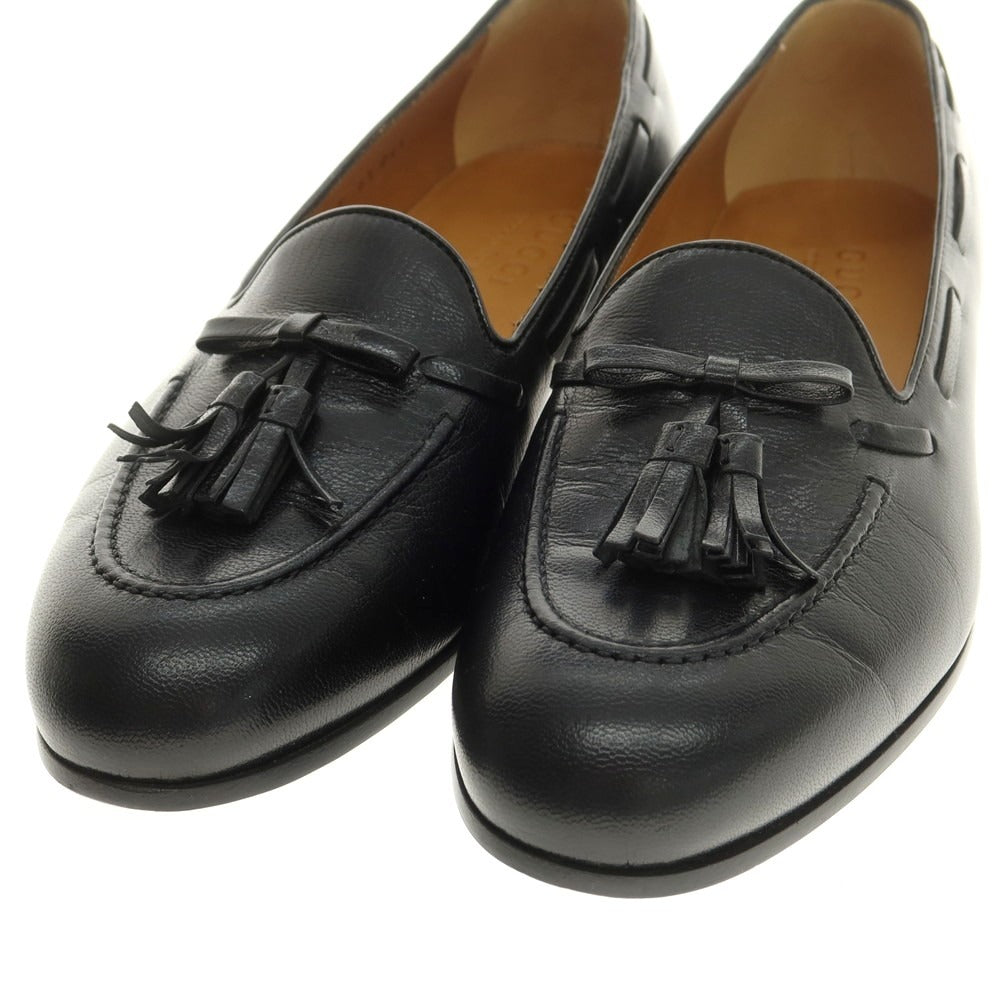 【中古】【未使用】グッチ GUCCI パンサー タッセル ローファー ブラック【 6 1/2 】【 状態ランクS 】【 メンズ 】