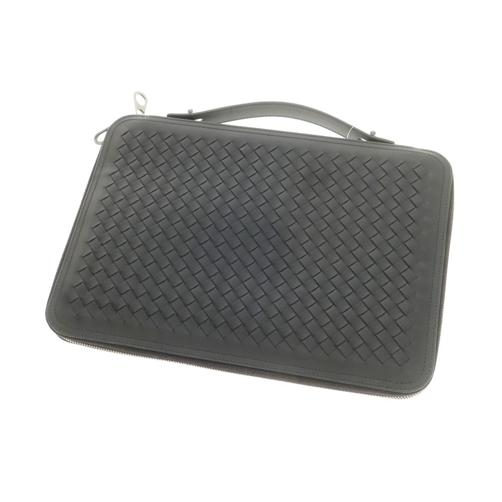 【中古】【未使用】ボッテガヴェネタ BOTTEGAVENETA イントレチャートレザー クラッチバッグ ブラック【 状態ランクS 】【 メンズ 】