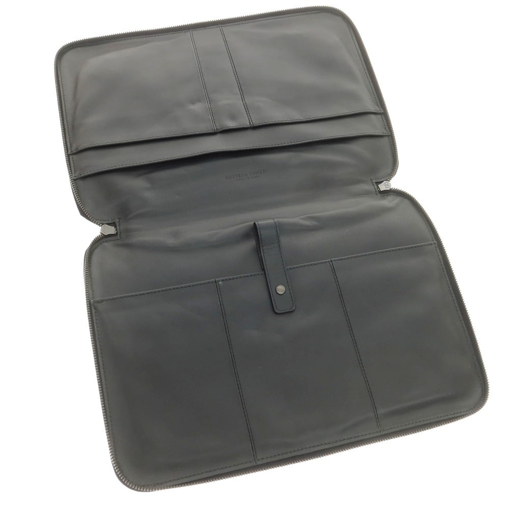【中古】【未使用】ボッテガヴェネタ BOTTEGAVENETA イントレチャートレザー クラッチバッグ ブラック【 状態ランクS 】【 メンズ 】
