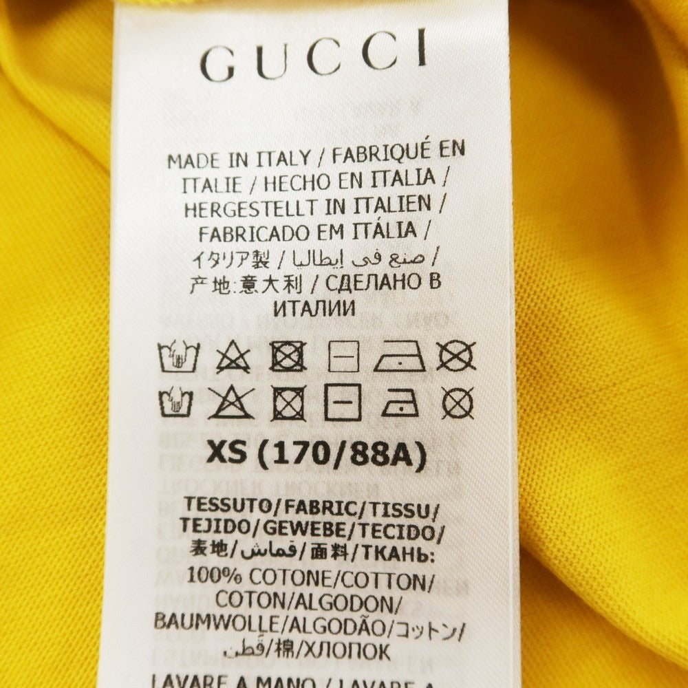 【中古】【未使用】グッチ GUCCI コットン CHIME ロゴプリント クルーネック 半袖Tシャツ イエロー【 XS 】【 状態ランクS 】【 メンズ 】