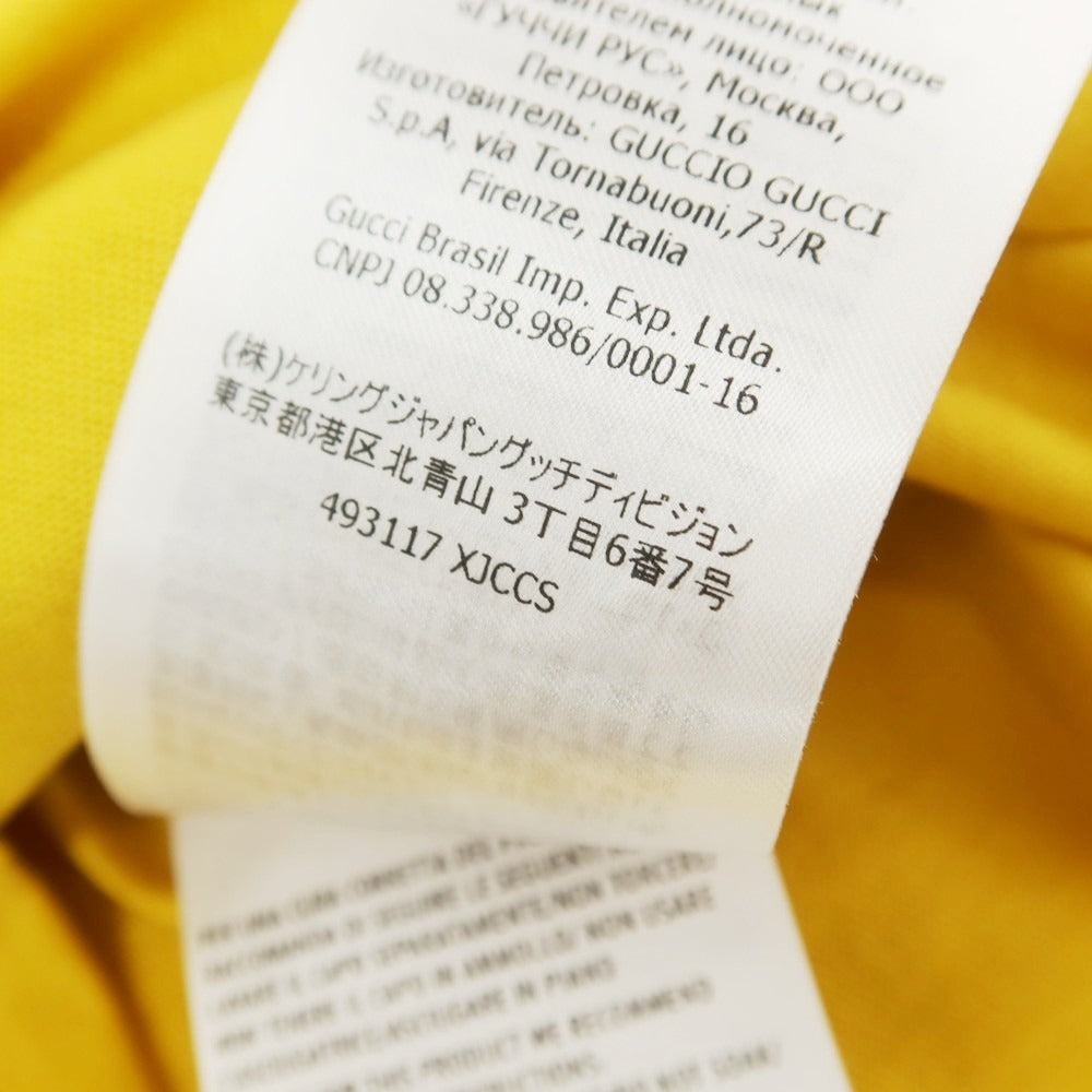 【中古】【未使用】グッチ GUCCI コットン CHIME ロゴプリント クルーネック 半袖Tシャツ イエロー【 XS 】【 状態ランクS 】【 メンズ 】