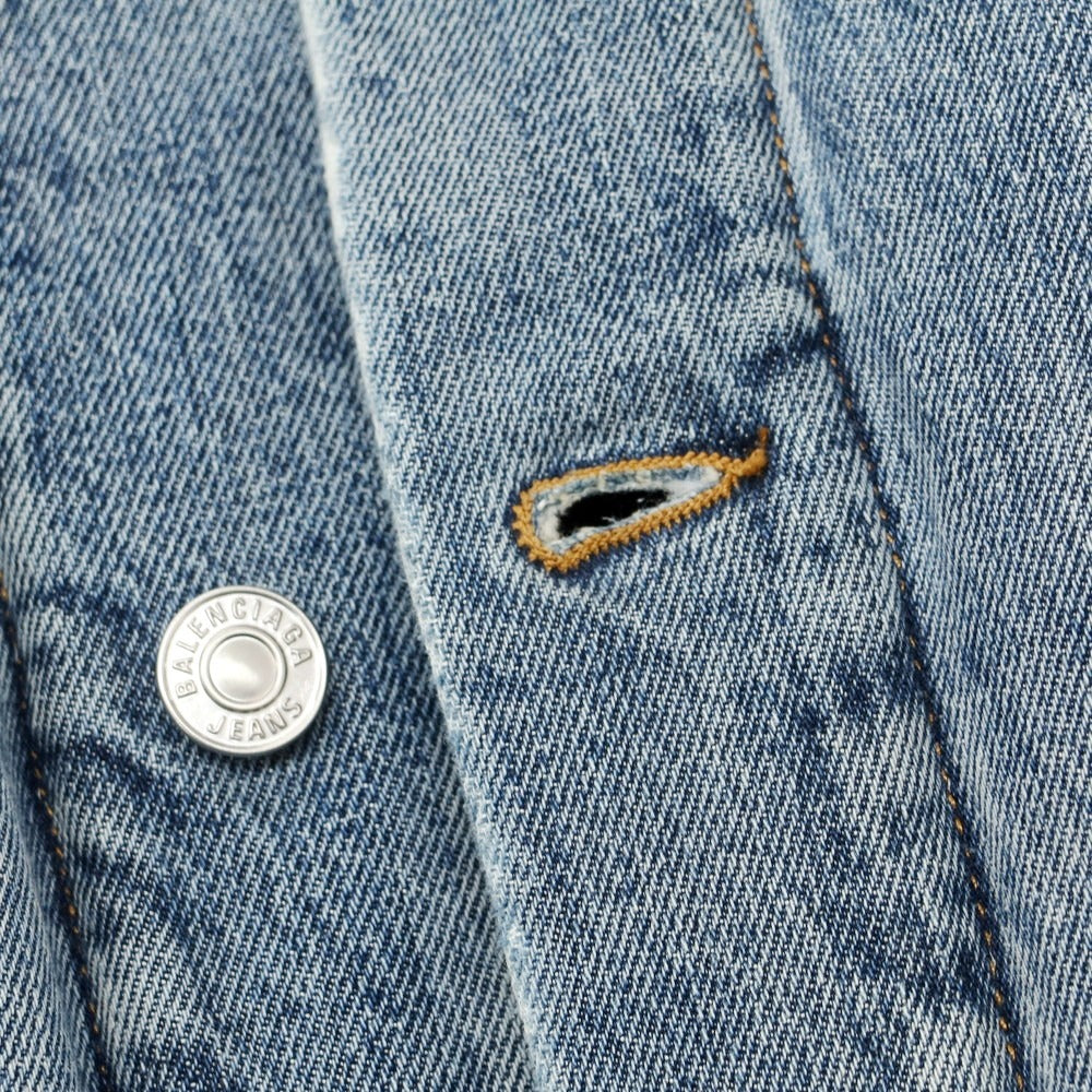 【中古】【未使用】バレンシアガ BALENCIAGA 内ボア デニムジャケット ジージャン ウォッシュブルー【 42 】【 状態ランクS 】【 メンズ 】