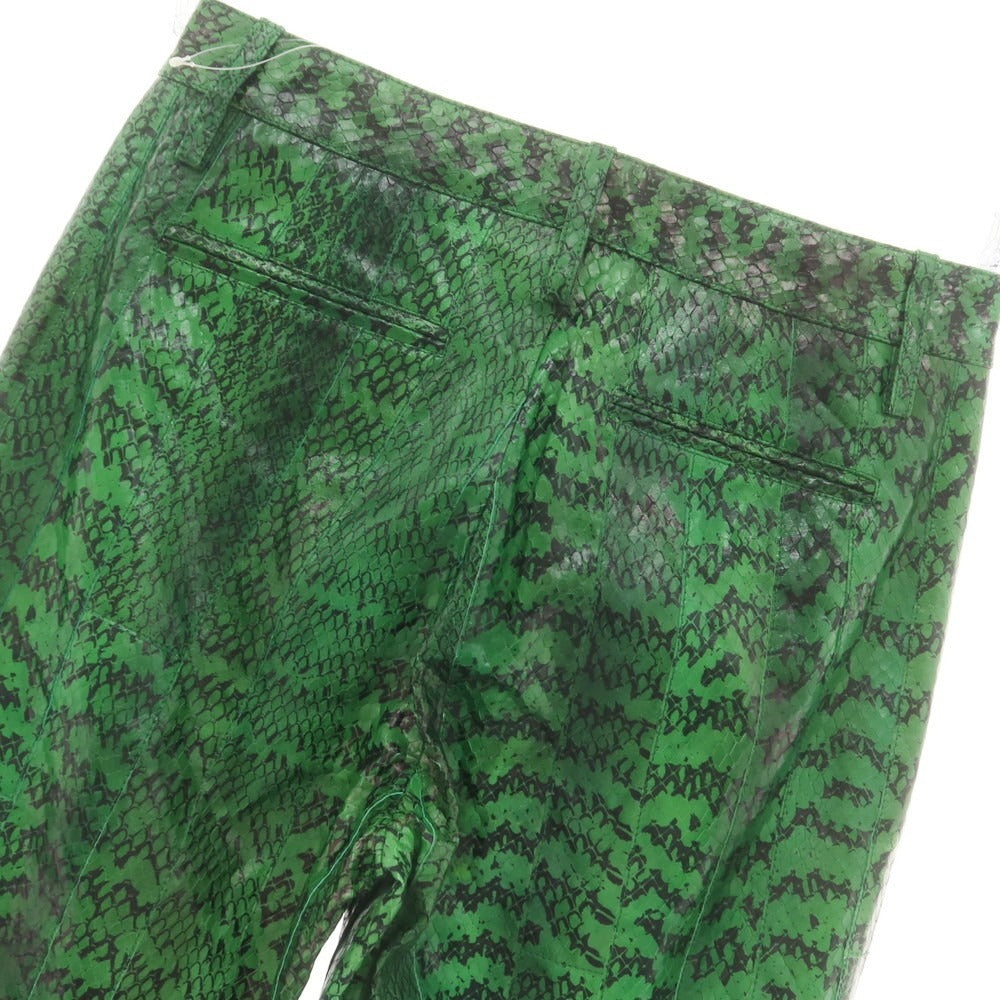 【中古】グッチ GUCCI カーフスキンレザー パンツ グリーン【 46 】【 状態ランクA 】【 メンズ 】