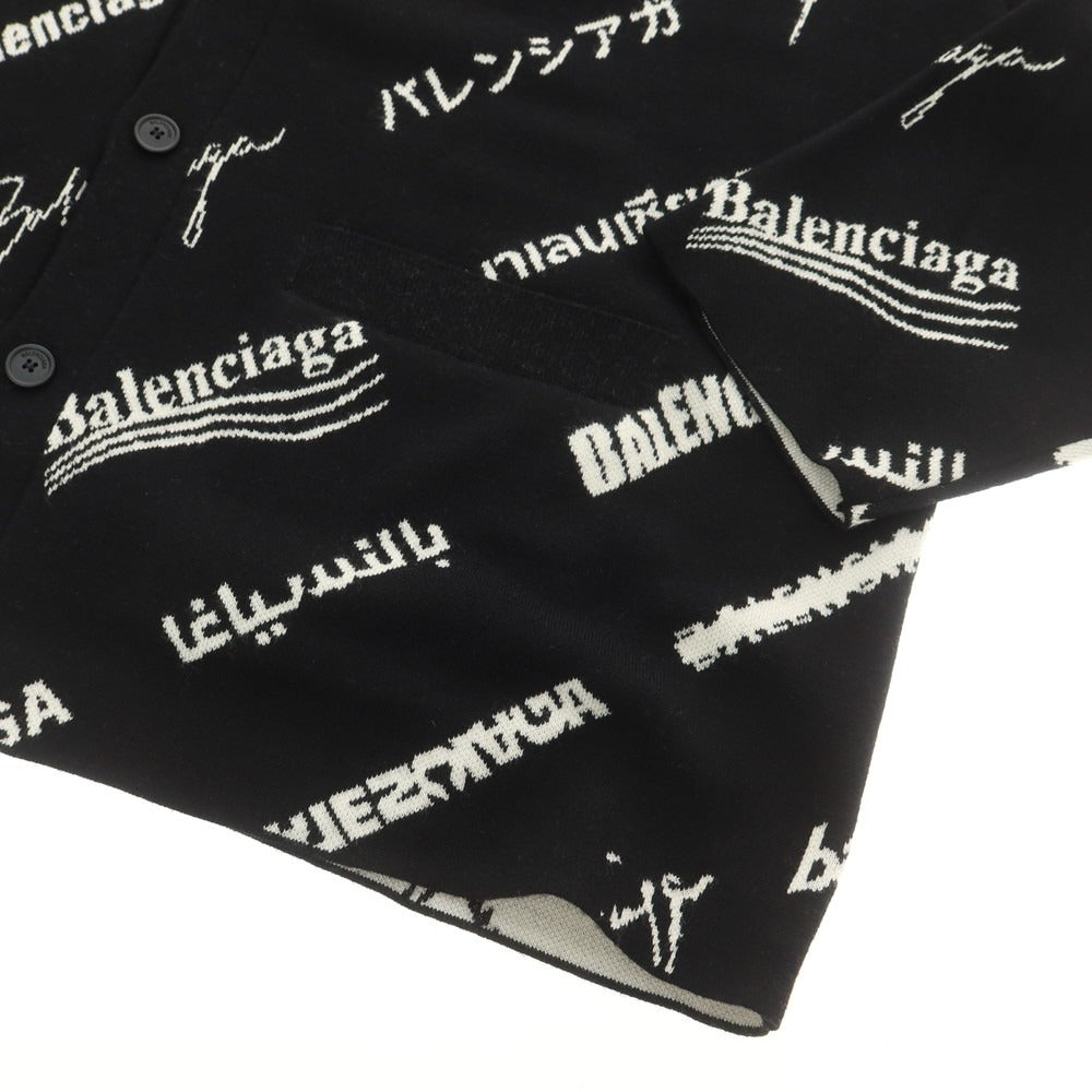 【中古】バレンシアガ BALENCIAGA ウールポリエステル カーディガン ブラックxホワイト【 4 】【 状態ランクA 】【 メンズ 】