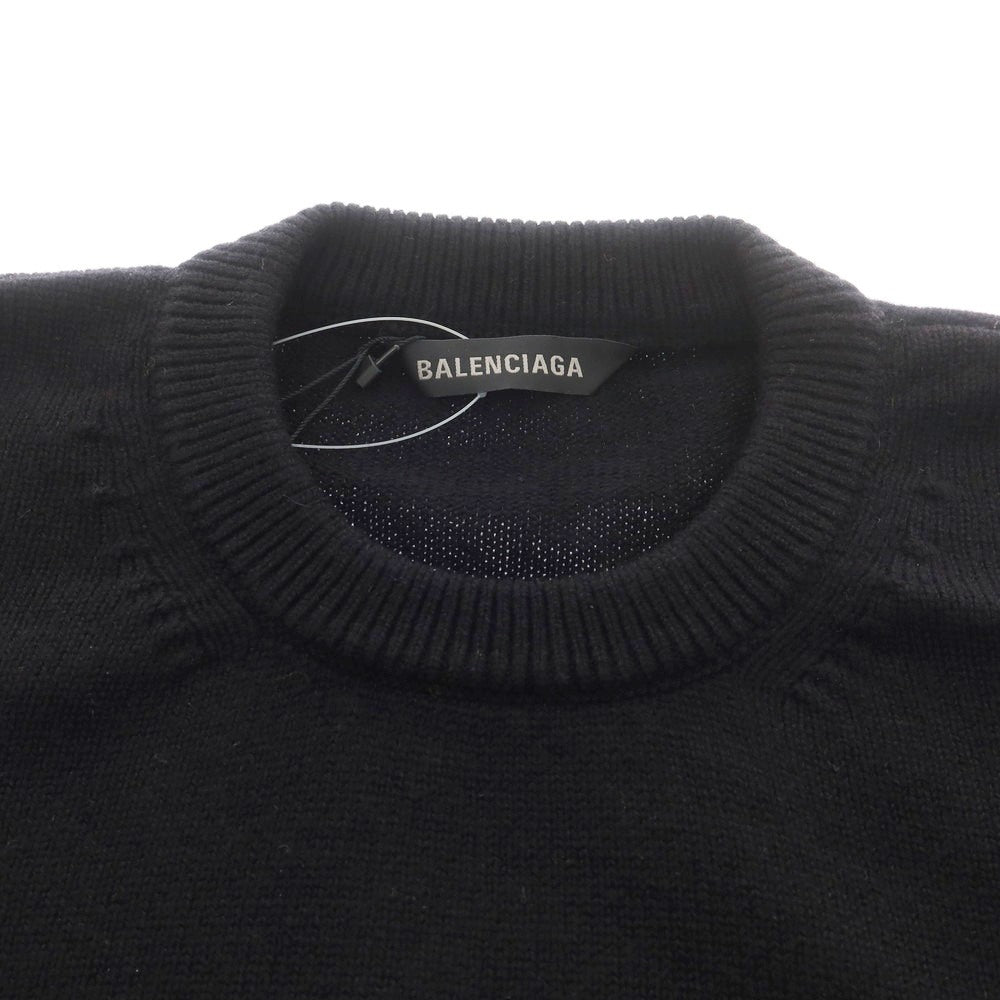 【中古】バレンシアガ BALENCIAGA ミドルゲージ カシミヤ クルーネック プルオーバーニット ブラック【 XS 】【 状態ランクA 】【 メンズ 】