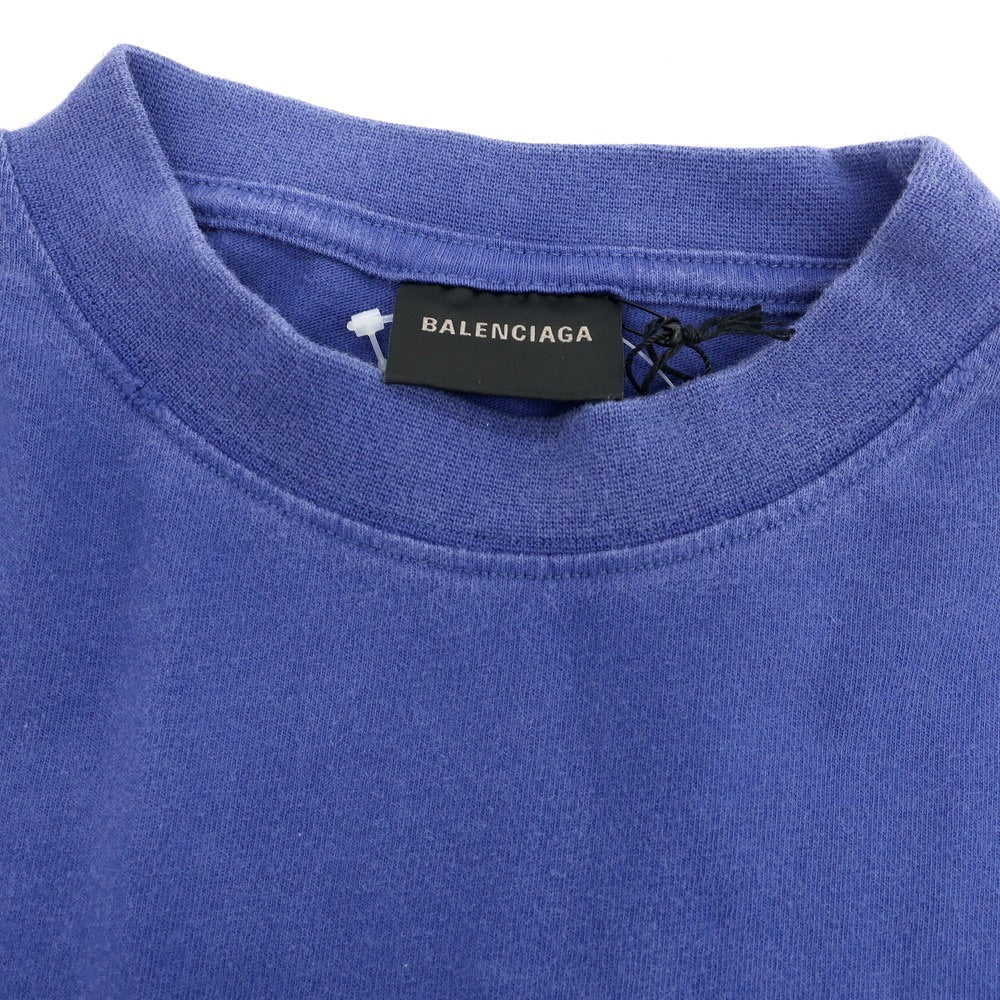 【中古】バレンシアガ BALENCIAGA ユーズド加工 コットン クルーネック 半袖Tシャツ ブルー【 XS 】【 状態ランクA 】【 メンズ 】