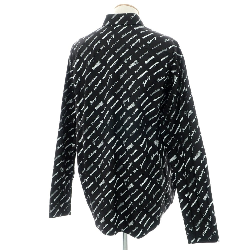 【中古】【未使用】バレンシアガ BALENCIAGA コットン ボタンダウン カジュアルシャツ ブラックxホワイト【 38 】【 状態ランクS 】【 メンズ 】