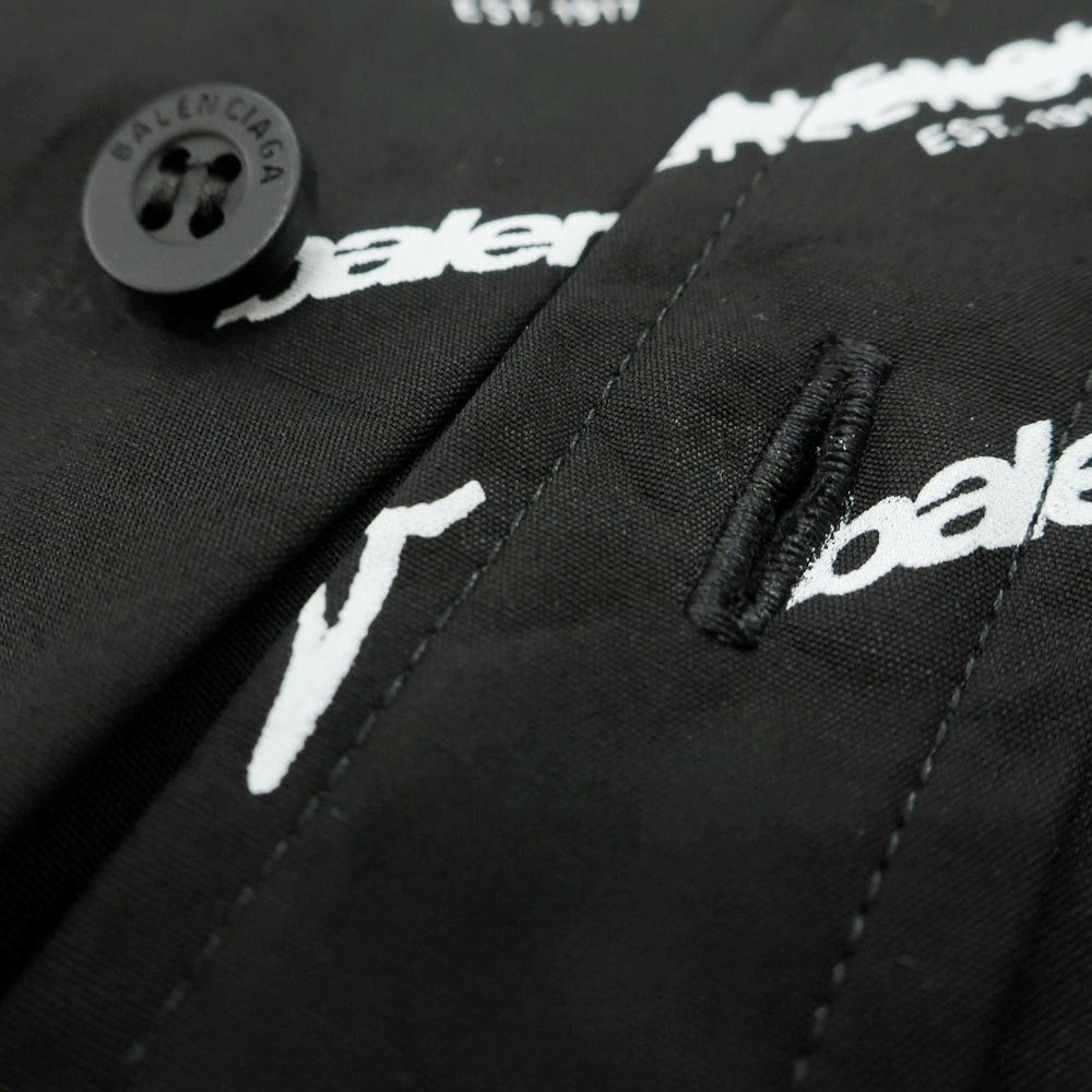 【中古】【未使用】バレンシアガ BALENCIAGA コットン ボタンダウン カジュアルシャツ ブラックxホワイト【 38 】【 状態ランクS 】【 メンズ 】