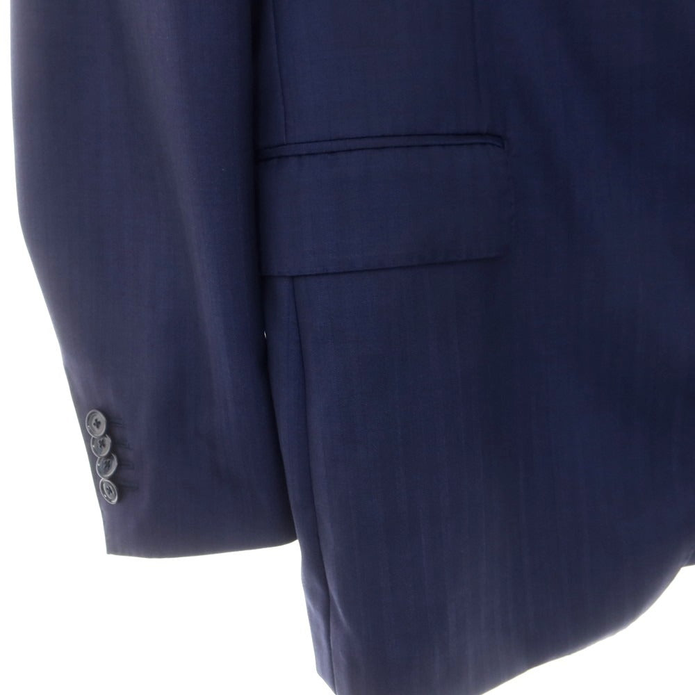 【中古】タリアトーレ TAGLIATORE ヘリンボーン織ウール 3つボタンスーツ ネイビーブルー【 52 】【 状態ランクB 】【 メンズ 】