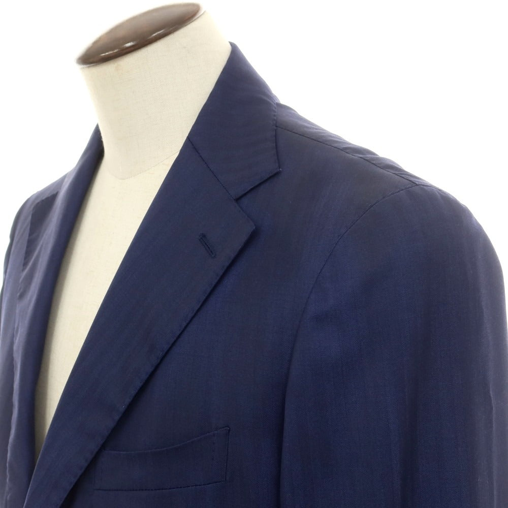 【中古】タリアトーレ TAGLIATORE ヘリンボーン織ウール 3つボタンスーツ ネイビーブルー【 52 】【 状態ランクB 】【 メンズ 】