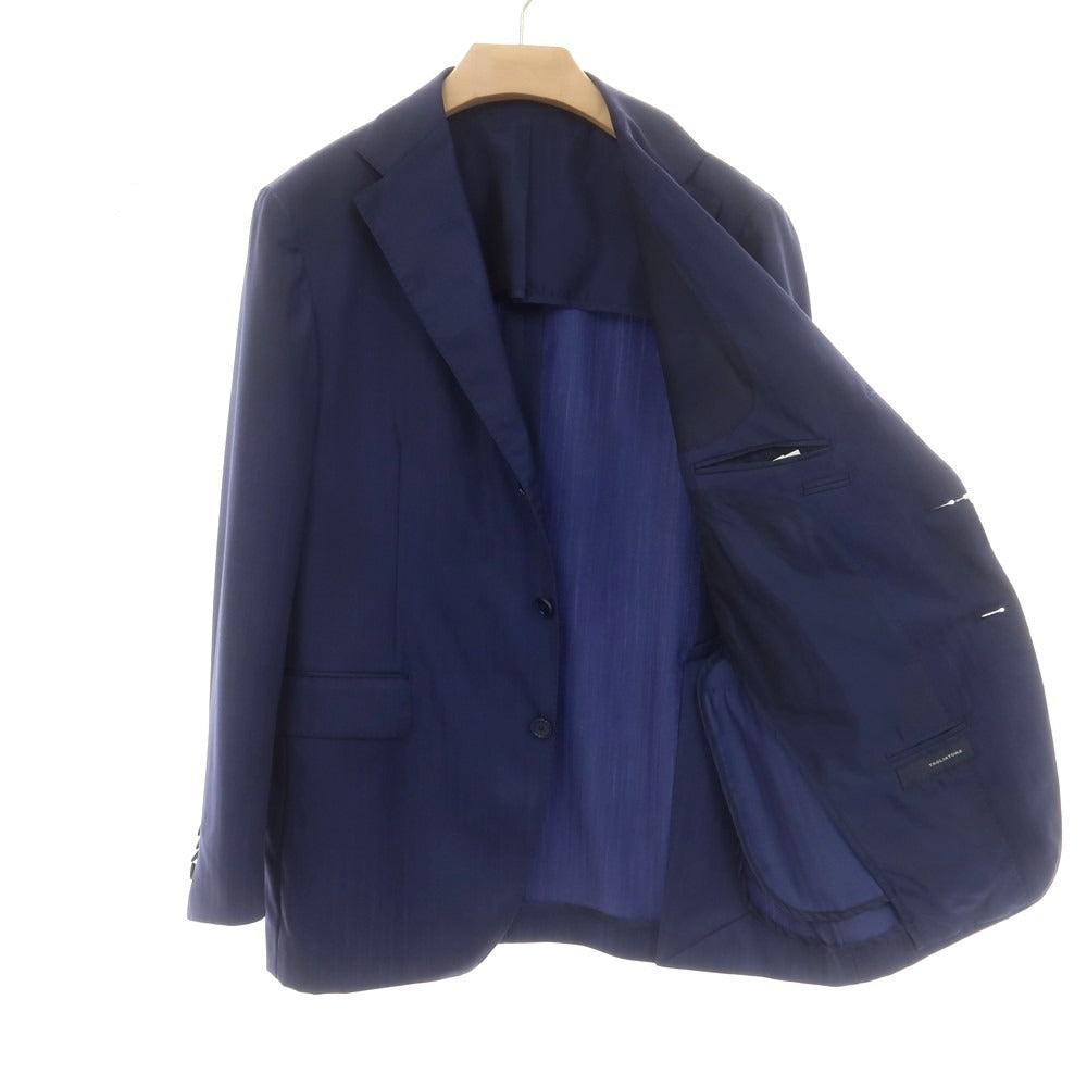 【中古】タリアトーレ TAGLIATORE ヘリンボーン織ウール 3つボタンスーツ ネイビーブルー【 52 】【 状態ランクB 】【 メンズ 】