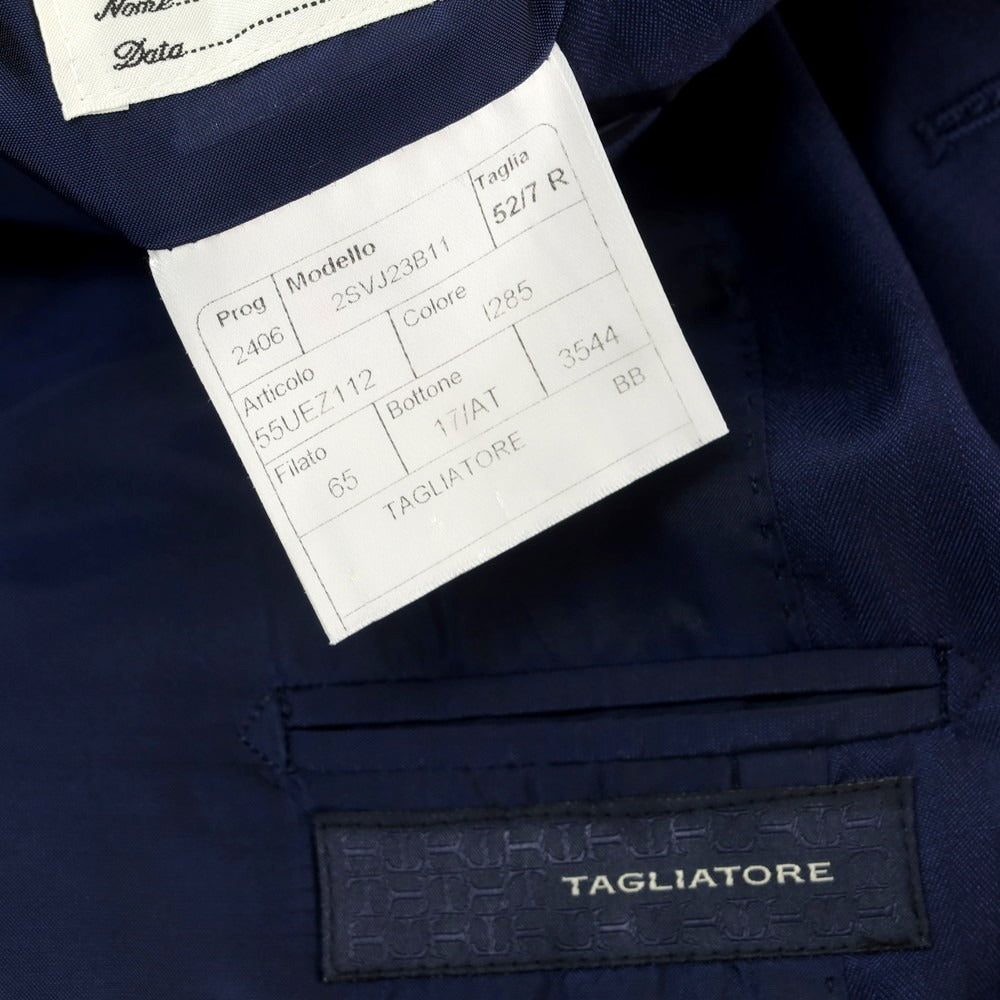 【中古】タリアトーレ TAGLIATORE ヘリンボーン織ウール 3つボタンスーツ ネイビーブルー【 52 】【 状態ランクB 】【 メンズ 】