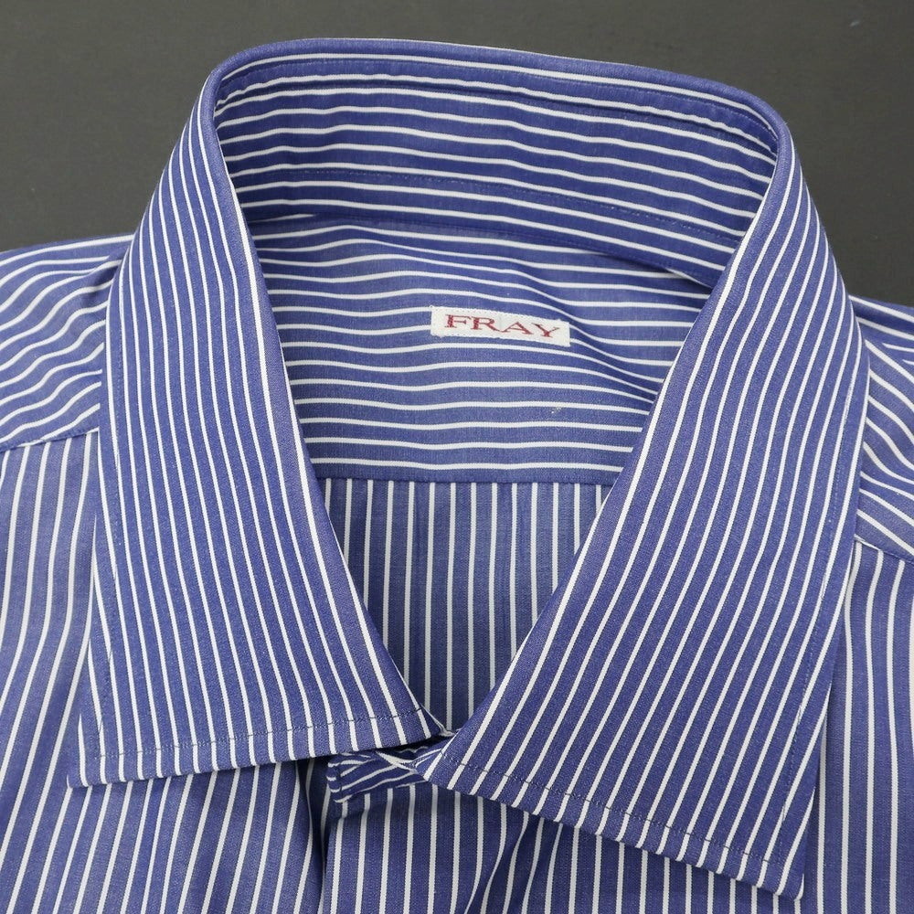【中古】フライ FRAY コットン ストライプ レギュラーカラー ドレスシャツ ネイビー系xホワイト【 41 】【 状態ランクB 】【 メンズ 】