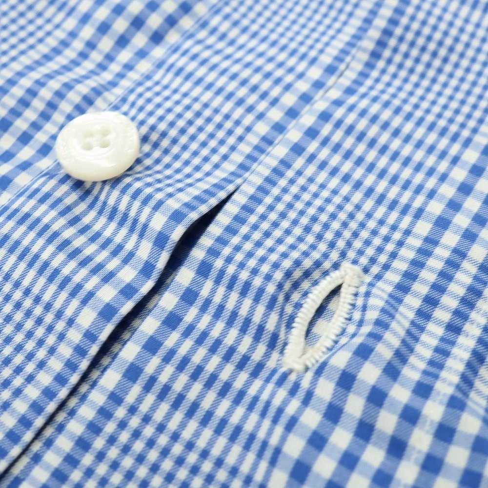 【中古】フィナモレ Finamore コットン チェック レギュラーカラー ドレスシャツ ブルーxホワイト【 41 】【 状態ランクC 】【 メンズ 】