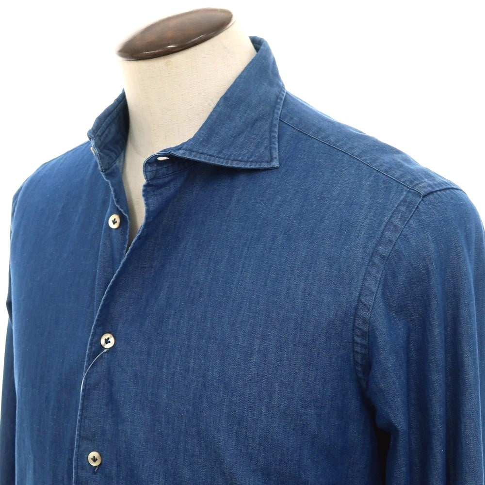 【中古】ボリエッロ BORRIELLO コットン ワイドカラー カジュアルシャツ ブルー【 41 】【 状態ランクC 】【 メンズ 】