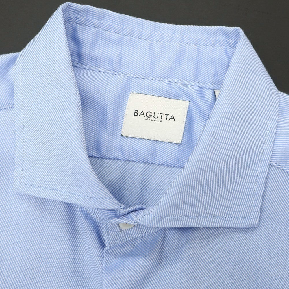 【中古】バグッタ Bagutta ストレッチ コットン ワイドカラー ドレスシャツ ライトブルー【 42 】【 状態ランクC 】【 メンズ 】