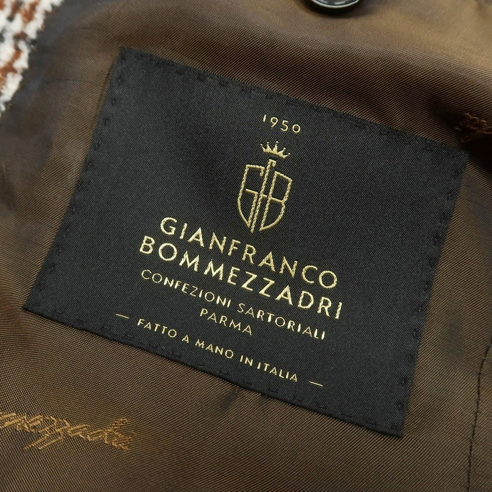 【新品】ジャン フランコ ボメザドリ Gian Franco Bommezzadri ウールシルク チェック テーラードジャケット ブラウンxホワイト系【 46 Drop6 】【 状態ランクN 】【 メンズ 】