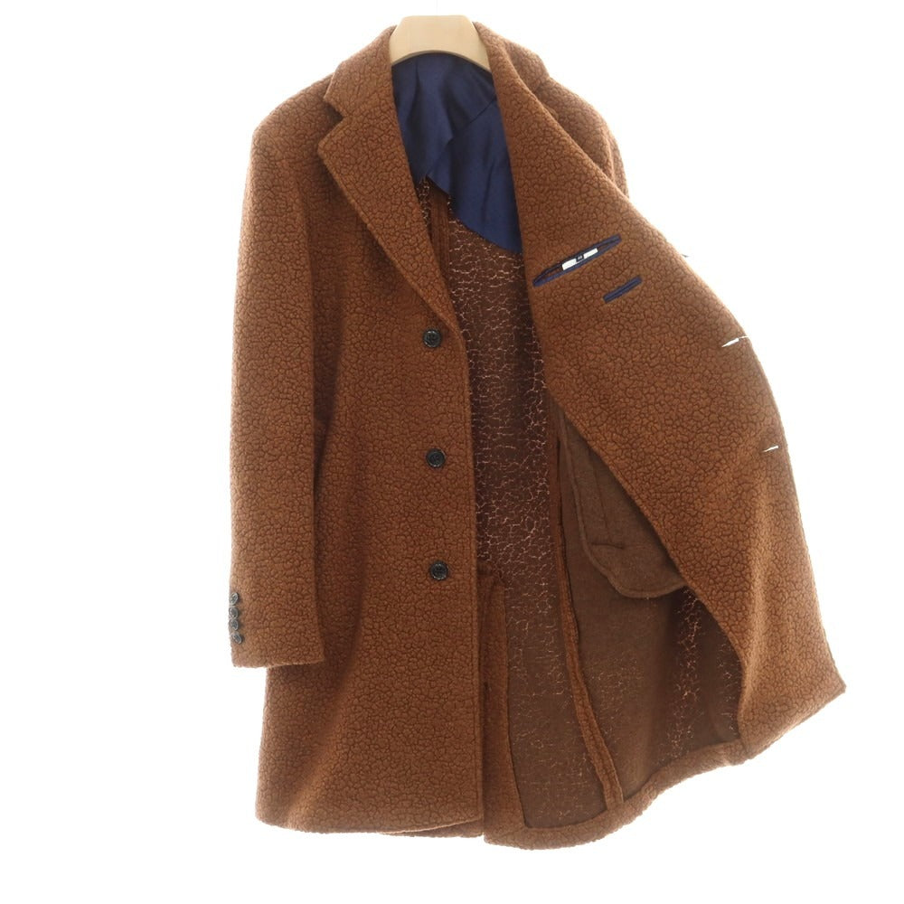 【新品】ドルモア DRUMOHR ウールナイロンポリエステル ボア チェスターフィールドコート ブラウン【 48 】【 状態ランクN 】【 メンズ 】