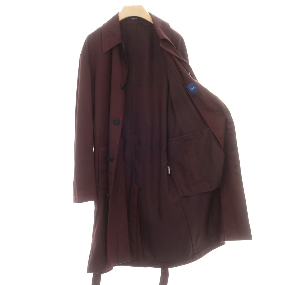 【新品】ドルモア DRUMOHR ウールナイロン ベルテッド ステンカラーコート ダークレッドパープル系【 48 】【 状態ランクN 】【 メンズ 】