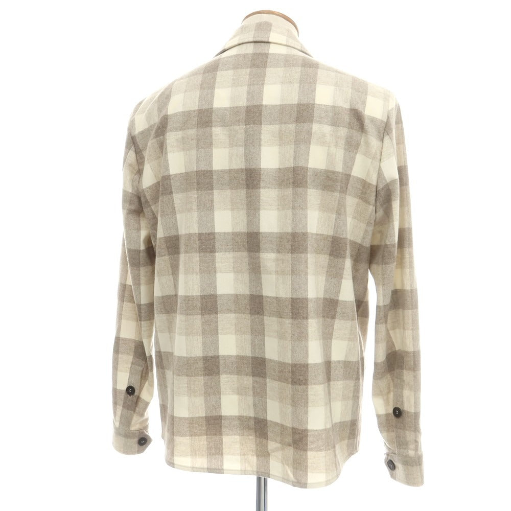 【新品】ドルモア DRUMOHR ウール チェック ワークジャケット グレージュxクリーム【 48 】【 状態ランクN 】【 メンズ 】