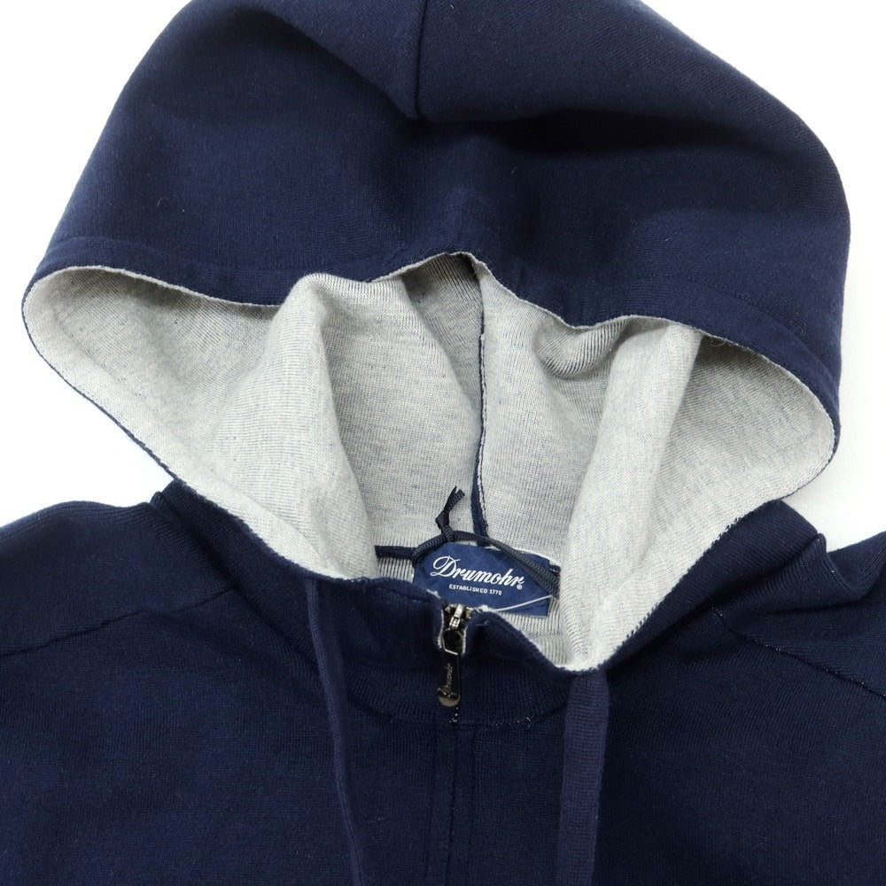 【新品】ドルモア DRUMOHR コットンカシミヤポリウレタン ダブルジップ ニット パーカー ネイビー【 52 】【 状態ランクN 】【 メンズ 】