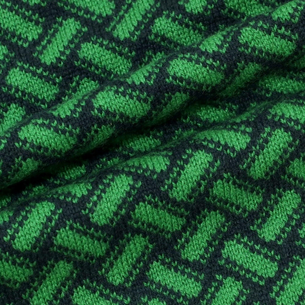 【新品】ドルモア DRUMOHR カシミヤ ビスコッティ柄 クルーネック プルオーバーニット ネイビーxグリーン【 44 】【 状態ランクN 】【 メンズ 】