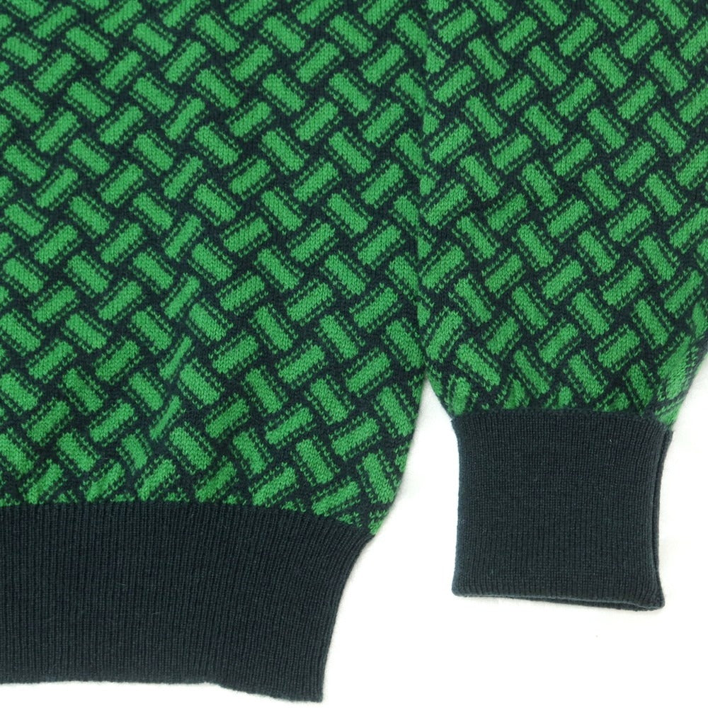 【新品】ドルモア DRUMOHR カシミヤ ビスコッティ柄 クルーネック プルオーバーニット ネイビーxグリーン【 44 】【 状態ランクN 】【 メンズ 】