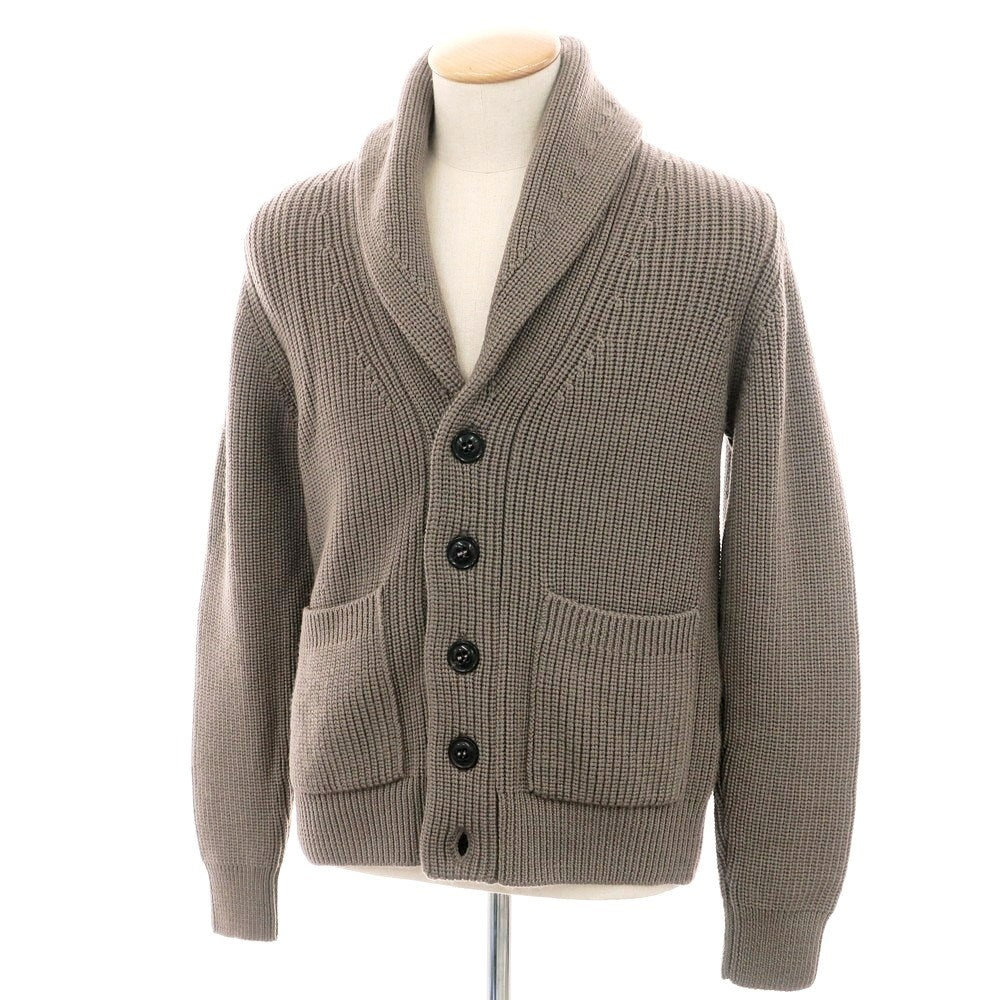 【新品】ドルモア DRUMOHR ローゲージ ウール ショールカラー リブニット カーディガン トープ系【 44 】【 状態ランクN 】【 メンズ 】