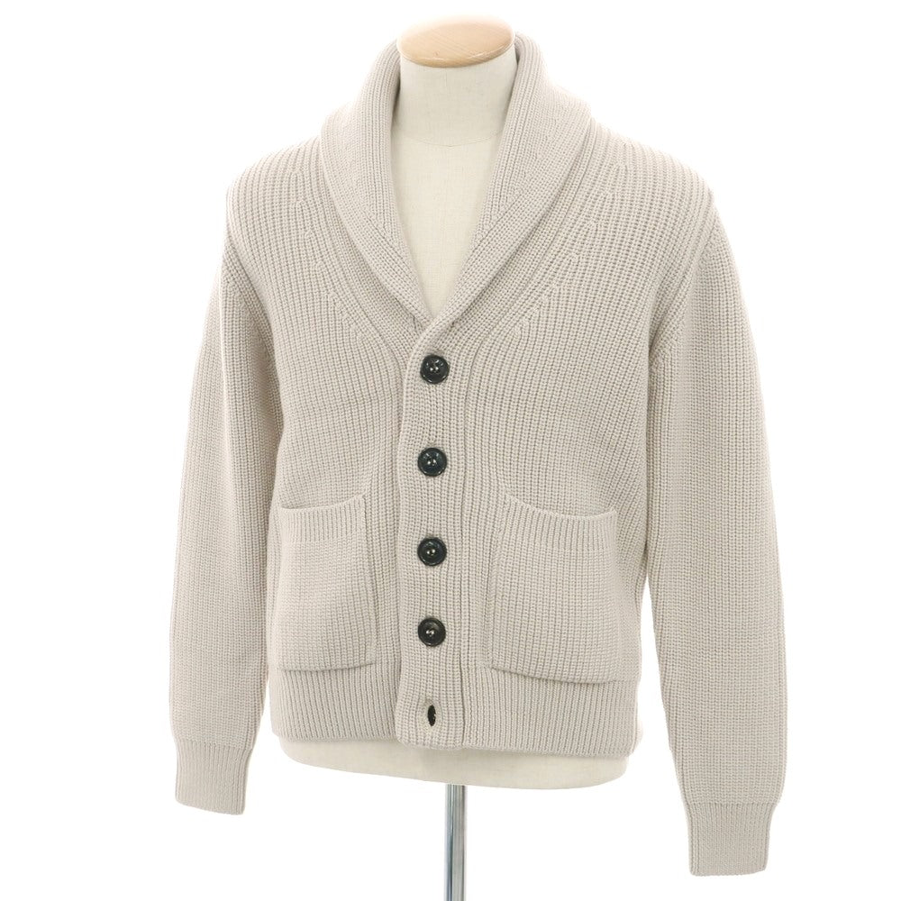 【新品】ドルモア DRUMOHR ローゲージ ウール ショールカラー リブニット カーディガン ベージュ系【 44 】【 状態ランクN 】【 メンズ 】