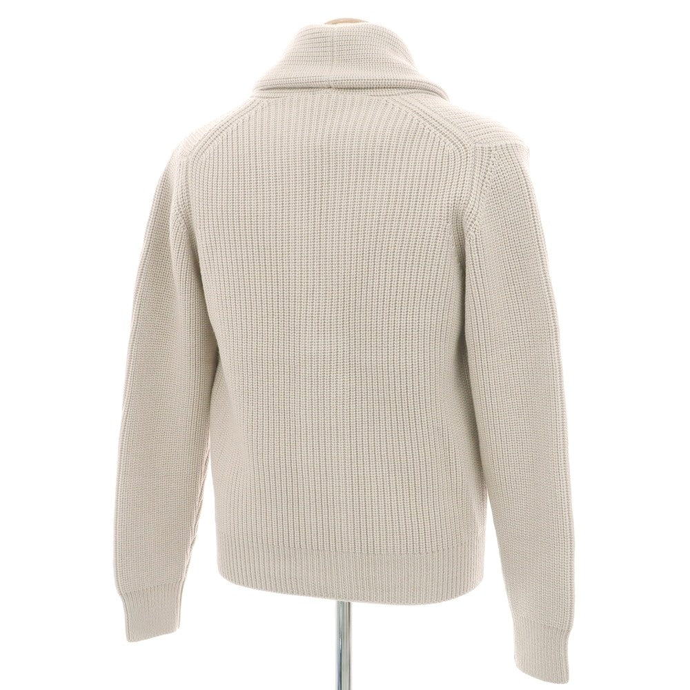 【新品】ドルモア DRUMOHR ローゲージ ウール ショールカラー リブニット カーディガン ベージュ系【 44 】【 状態ランクN 】【 メンズ 】