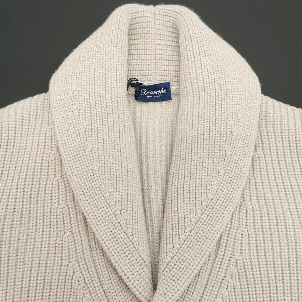 【新品】ドルモア DRUMOHR ローゲージ ウール ショールカラー リブニット カーディガン ベージュ系【 44 】【 状態ランクN 】【 メンズ 】