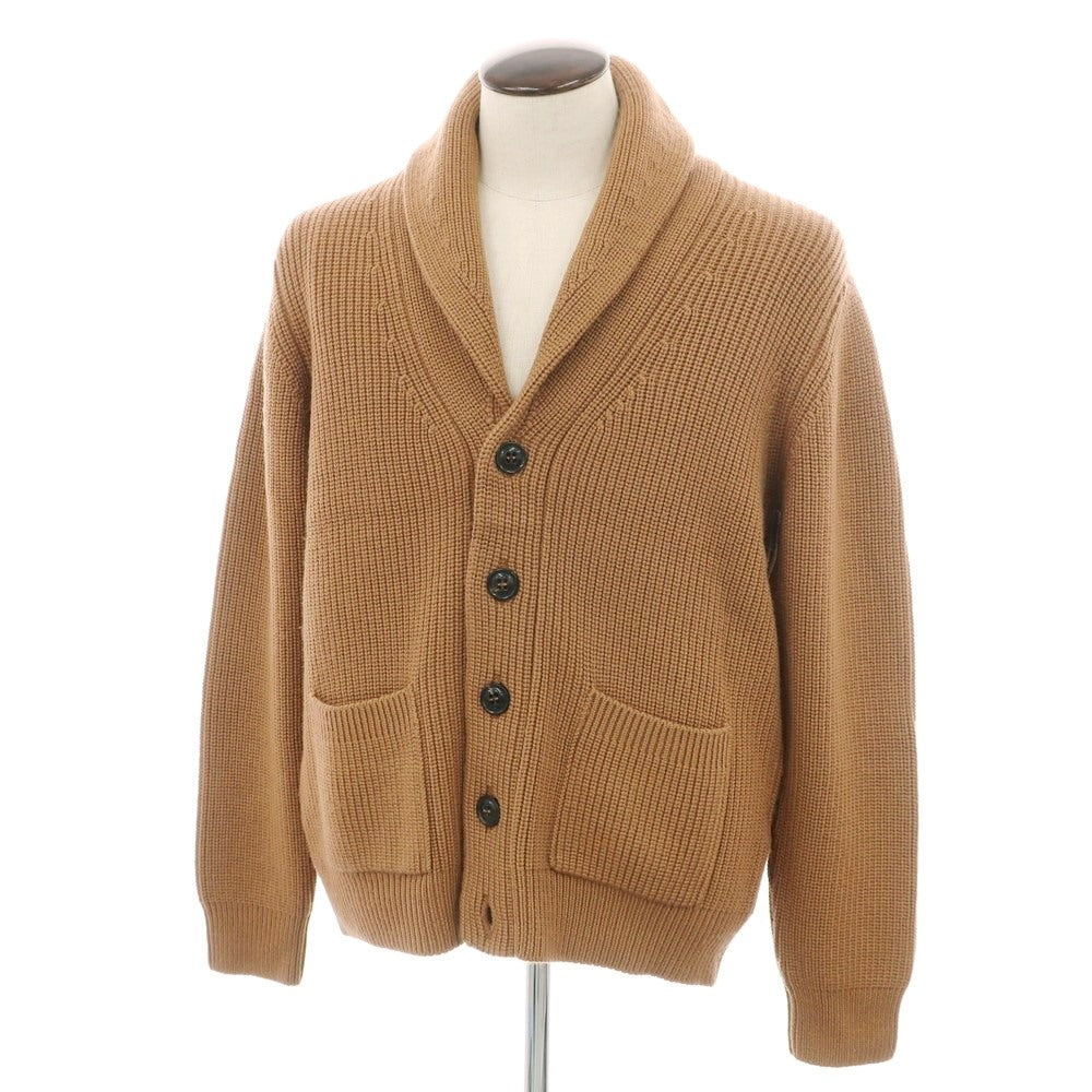 【新品】ドルモア DRUMOHR ローゲージ ウール ショールカラー リブニット カーディガン キャメルブラウン【 50 】【 状態ランクN 】【 メンズ 】