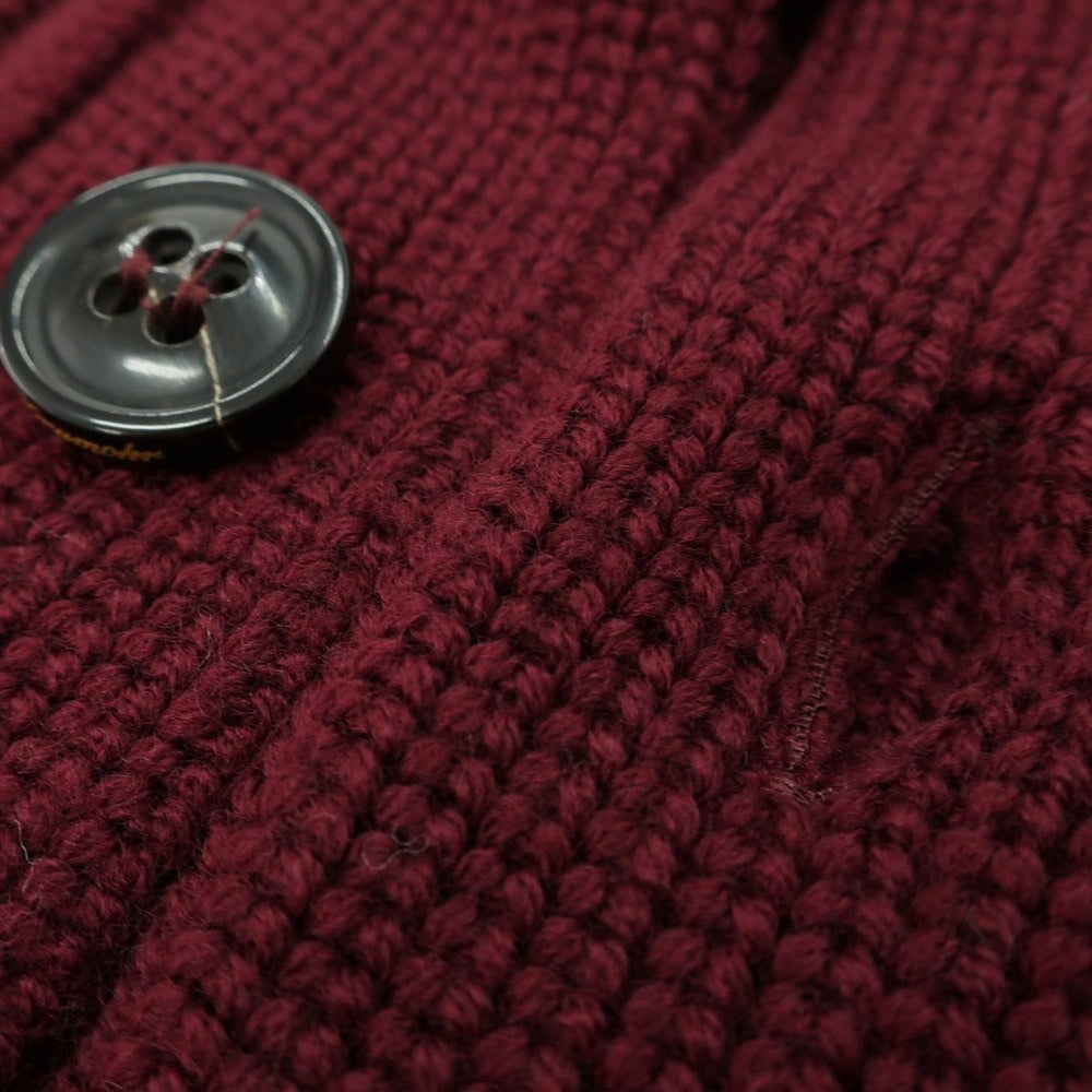 【新品】ドルモア DRUMOHR ローゲージ ウール ショールカラー リブニット カーディガン ワインレッド【 44 】【 状態ランクN 】【 メンズ 】