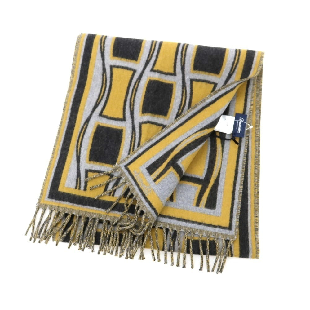 【新品】ドルモア DRUMOHR ウール マフラー グレーxイエロー【 状態ランクN 】【 メンズ 】