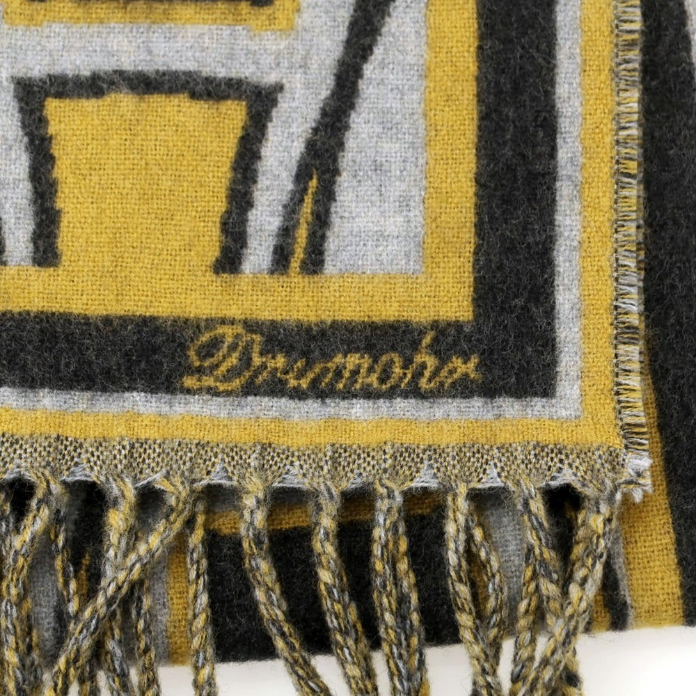 【新品】ドルモア DRUMOHR ウール マフラー グレーxイエロー【 状態ランクN 】【 メンズ 】