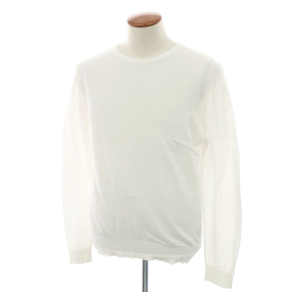 【中古】ジョンスメドレー JOHN SMEDLEY ハイゲージ コットン クルーネック プルオーバーニット ホワイト【 M 】【 状態ランクC 】【 メンズ 】