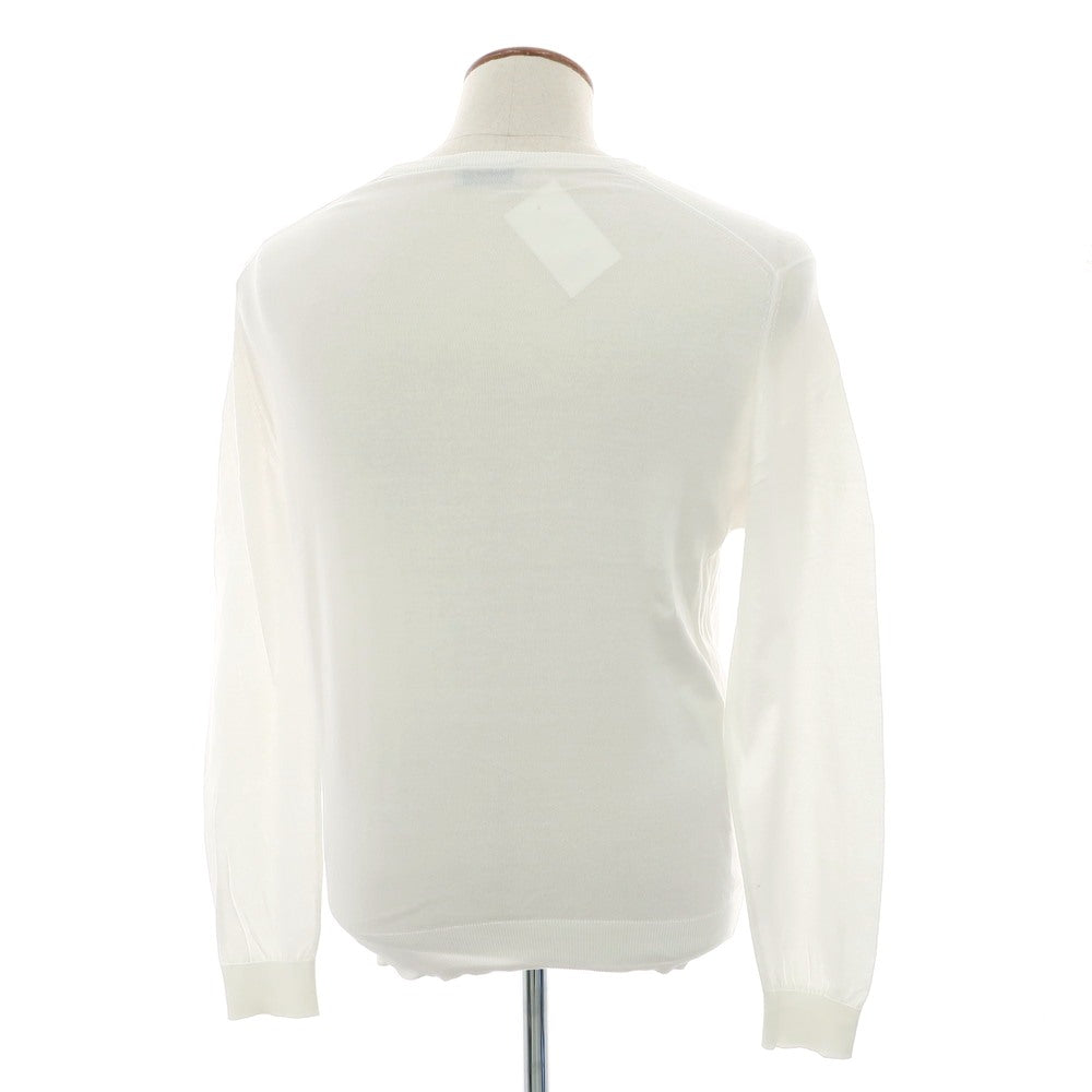 【中古】ジョンスメドレー JOHN SMEDLEY ハイゲージ コットン クルーネック プルオーバーニット ホワイト【 M 】【 状態ランクC 】【 メンズ 】