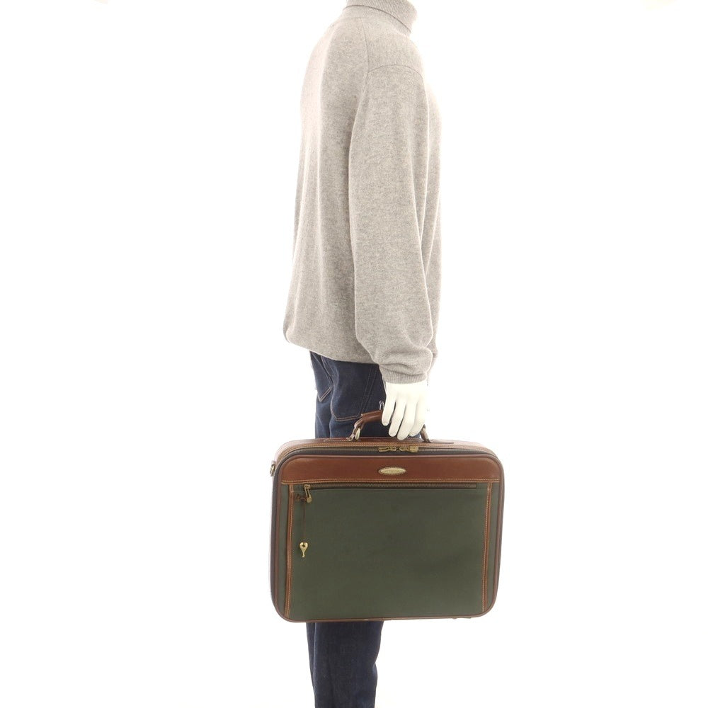 【中古】サムソナイト Samsonite ナイロン レザー ブリーフケース グリーンxブラウン【 状態ランクC 】【 メンズ 】
