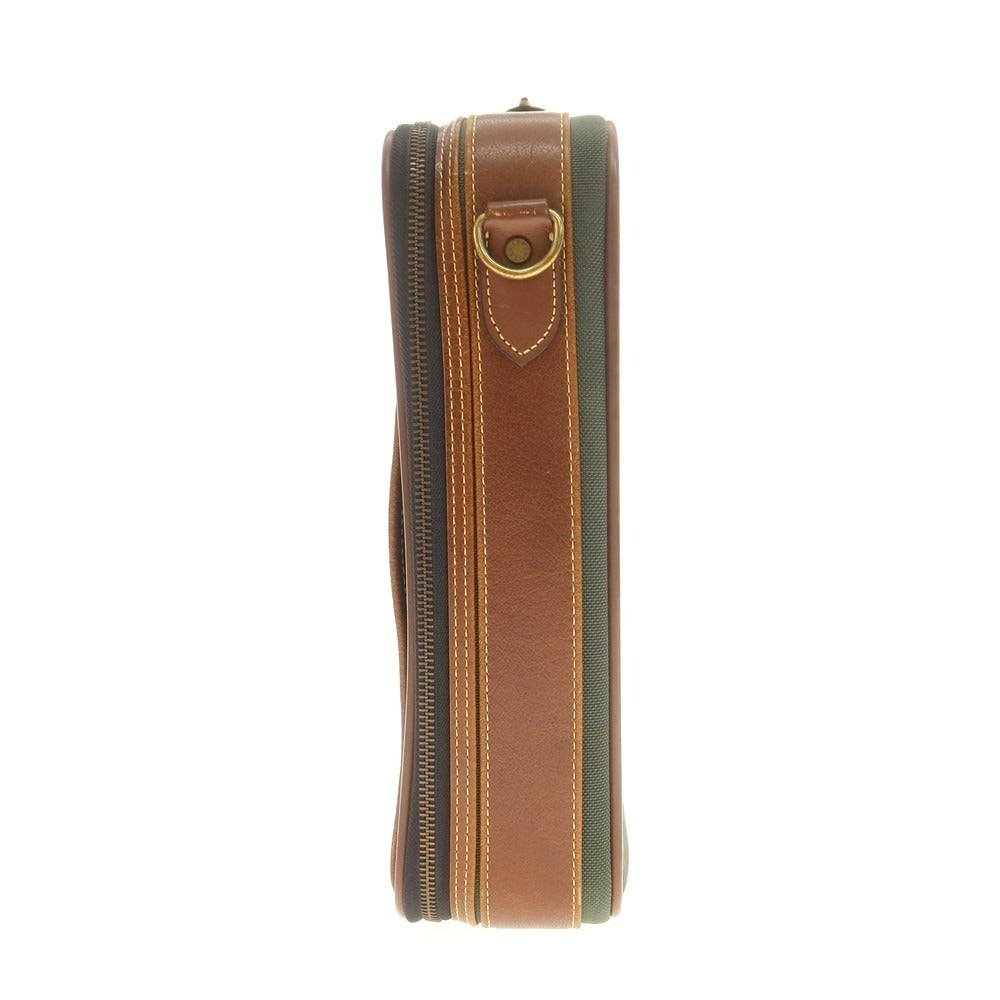 【中古】サムソナイト Samsonite ナイロン レザー ブリーフケース グリーンxブラウン【 状態ランクC 】【 メンズ 】