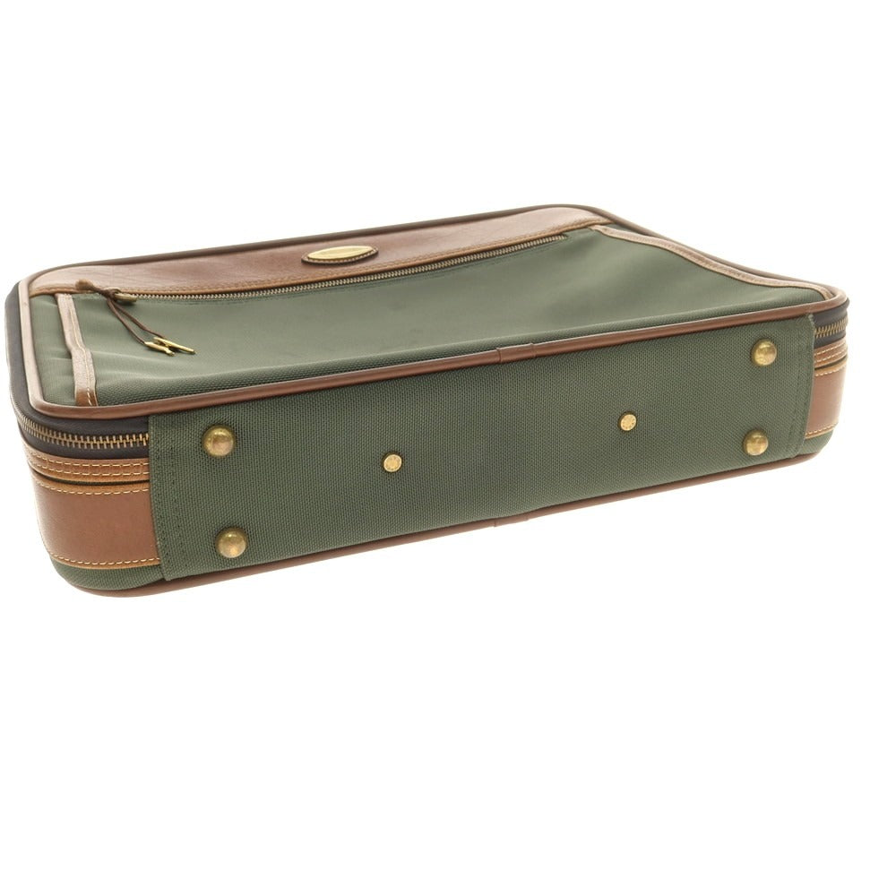 【中古】サムソナイト Samsonite ナイロン レザー ブリーフケース グリーンxブラウン【 状態ランクC 】【 メンズ 】