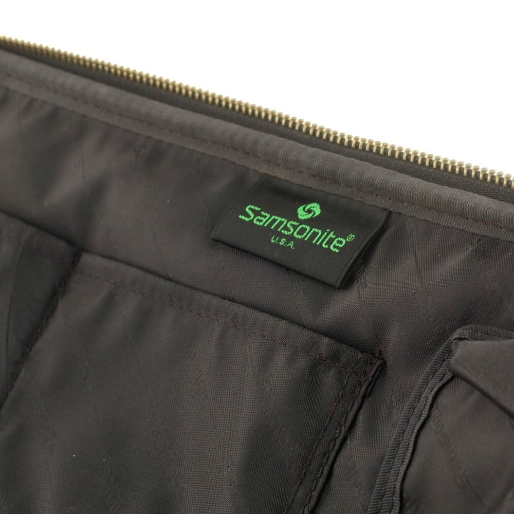 【中古】サムソナイト Samsonite ナイロン レザー ブリーフケース グリーンxブラウン【 状態ランクC 】【 メンズ 】
