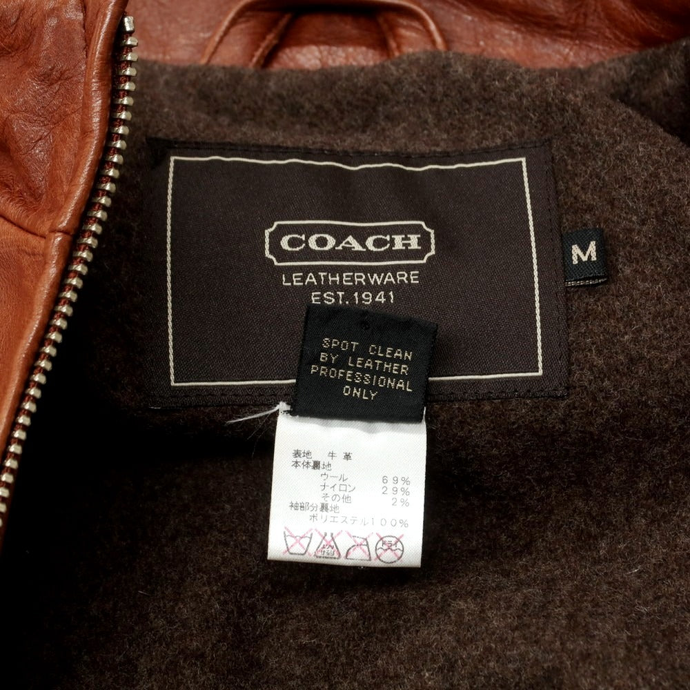 【中古】コーチ COACH レザー ライダースジャケット ブラウン【 M 】【 状態ランクC 】【 メンズ 】